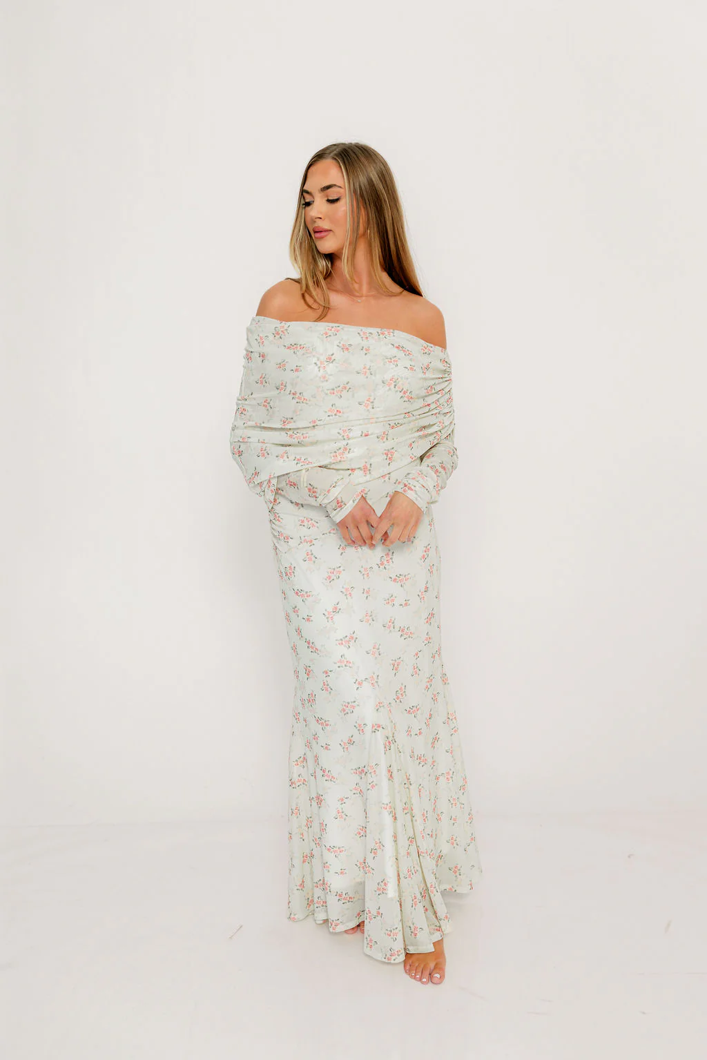 Azaleia Maxi Dress in Blush Floral - Bump Friendly - Size Up for Maternity - Image 3