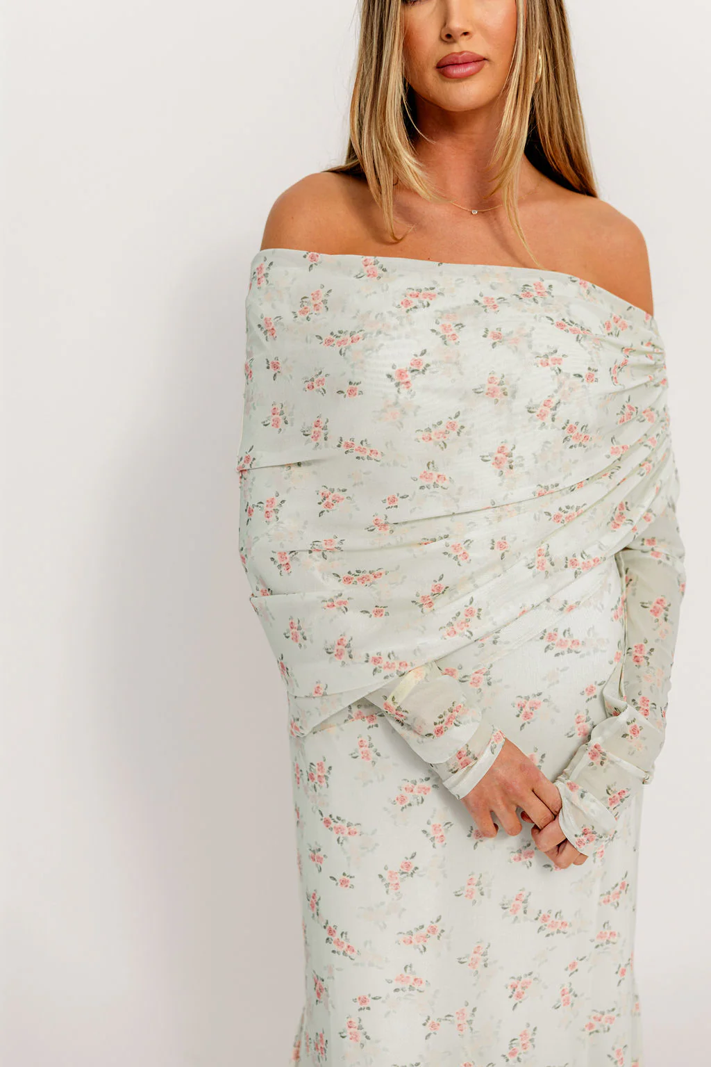Azaleia Maxi Dress in Blush Floral - Bump Friendly - Size Up for Maternity - Image 7