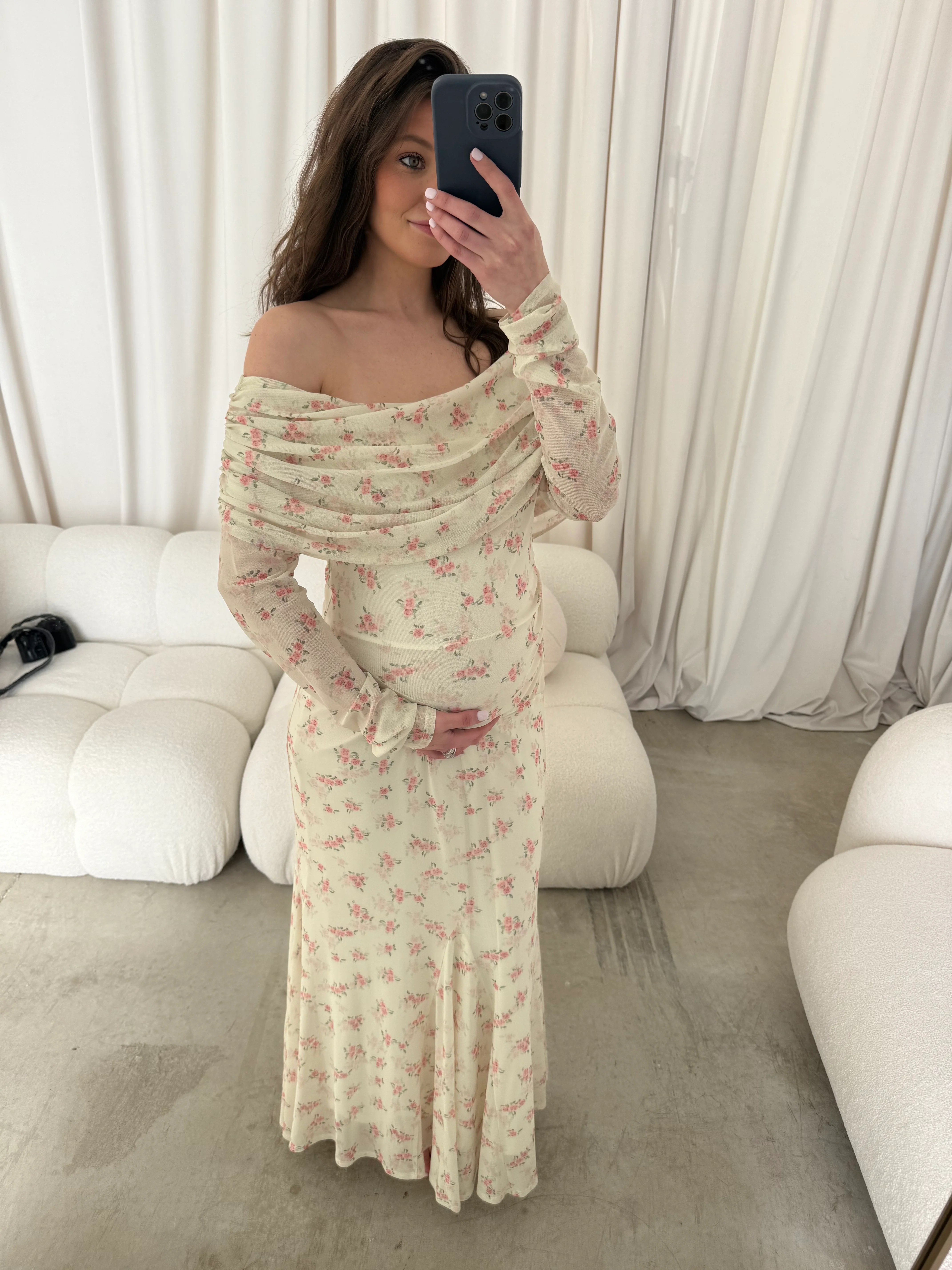 Azaleia Maxi Dress in Blush Floral - Bump Friendly - Size Up for Maternity - Image 9