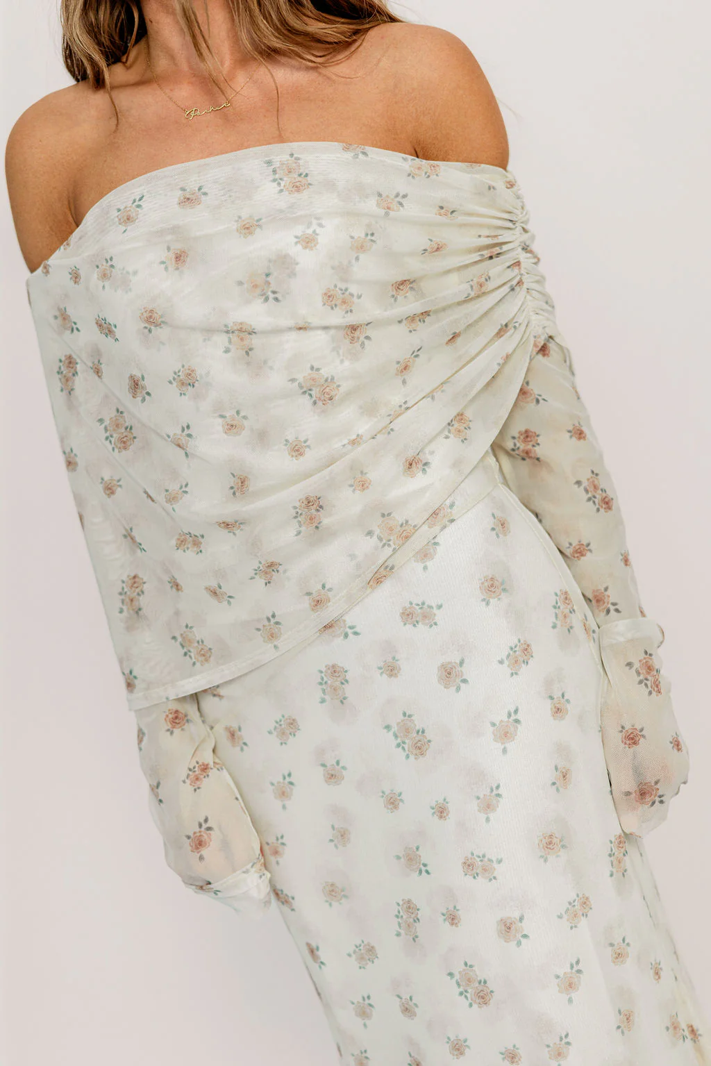 Azaleia Maxi Dress in Neutral Floral - Size up for Bump - Image 7