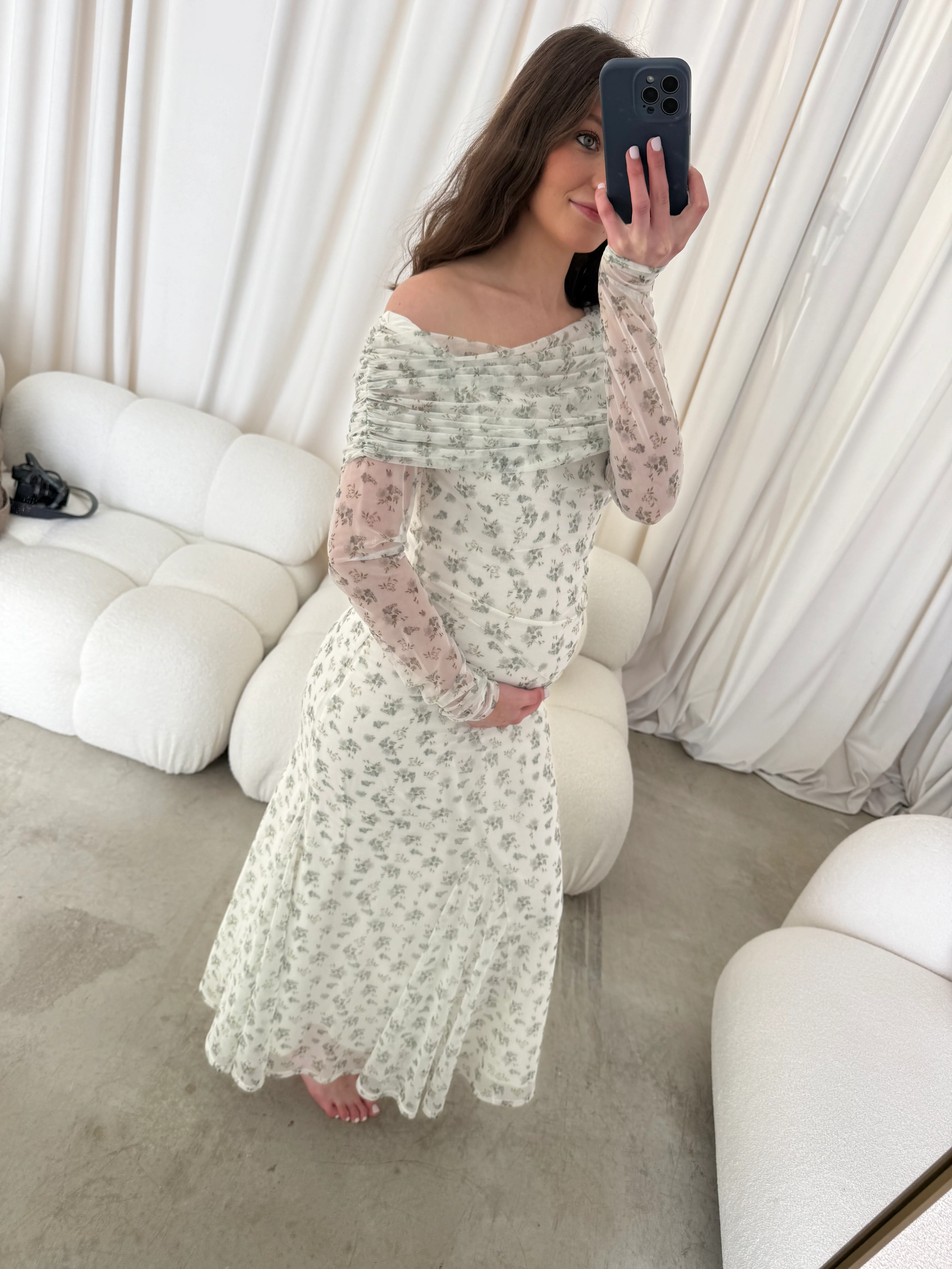 Azaleia Maxi Dress in Olive and Sage - Size up for Bump - Image 6