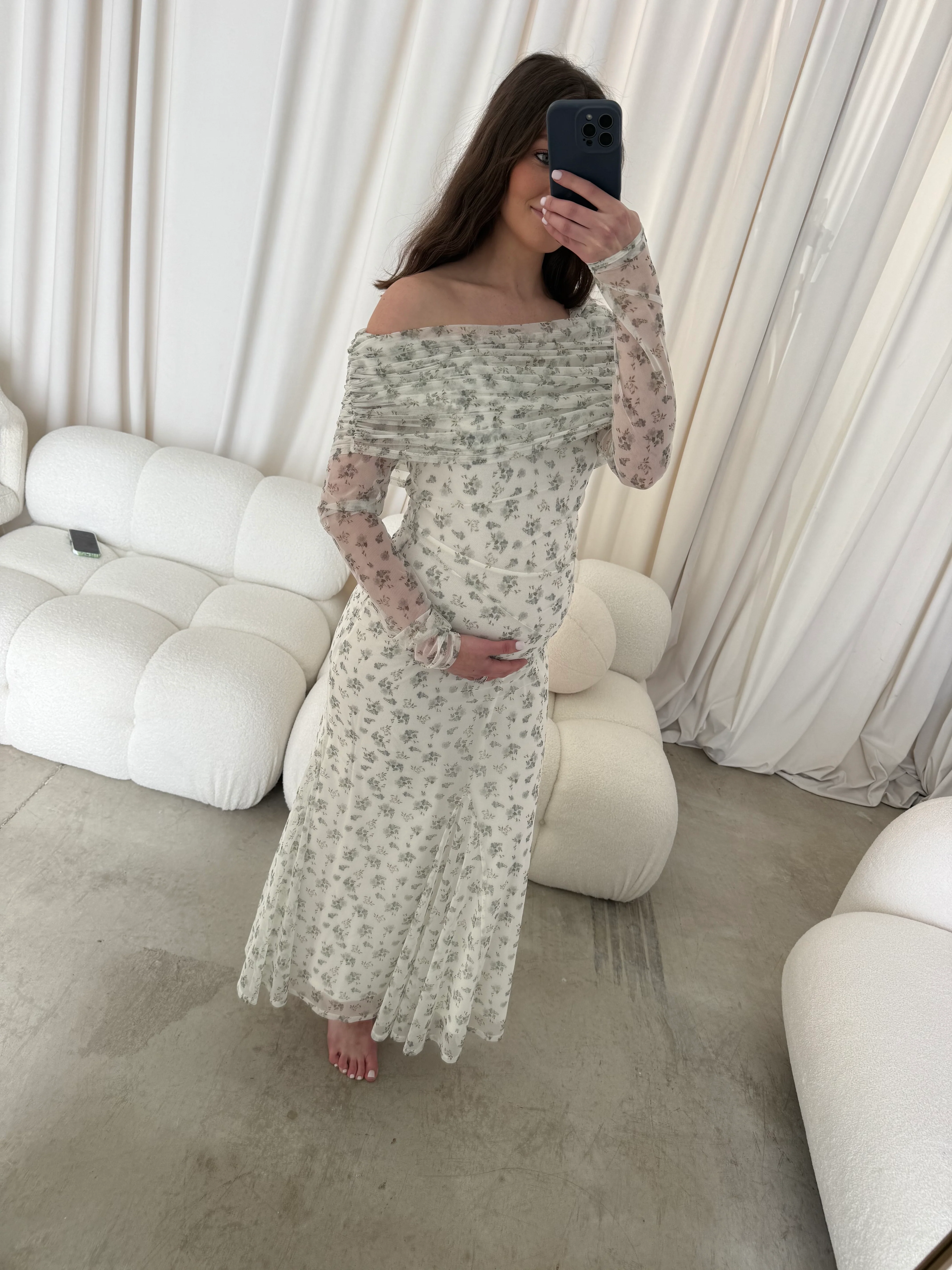 Azaleia Maxi Dress in Olive and Sage - Size up for Bump - Image 8