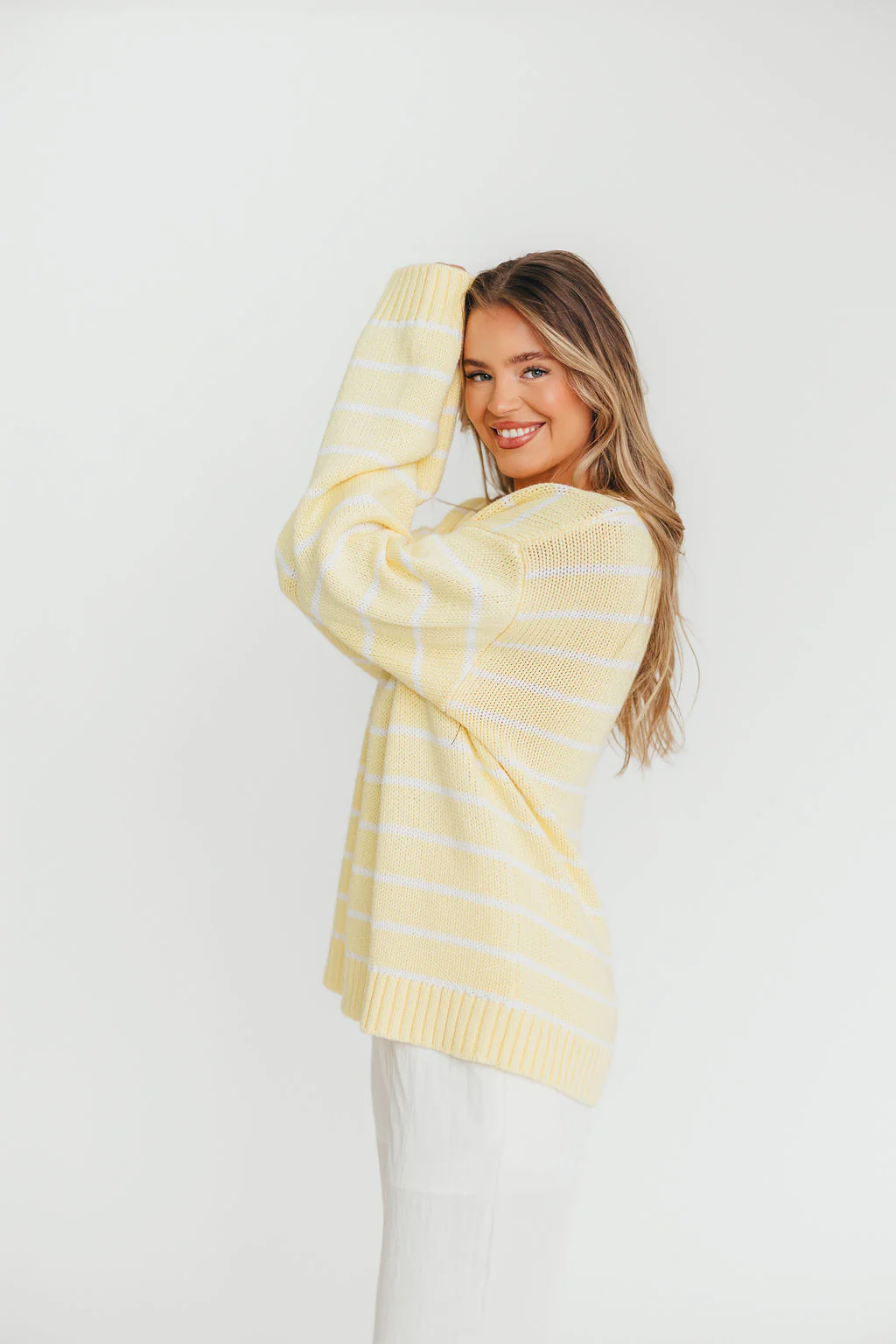Bayside Sweater in Banana Stripe - Image 11