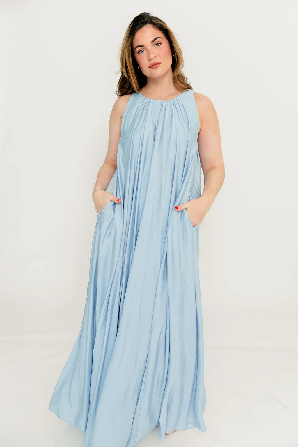 Becca Maxi Dress in Baby Blue - Bump Friendly - Image 19