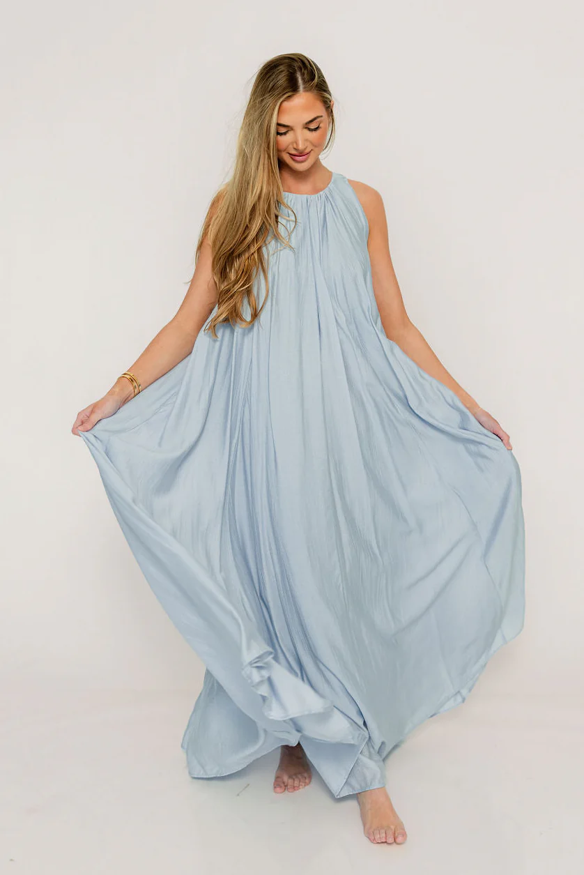 Becca Maxi Dress in Baby Blue - Bump Friendly - Image 3