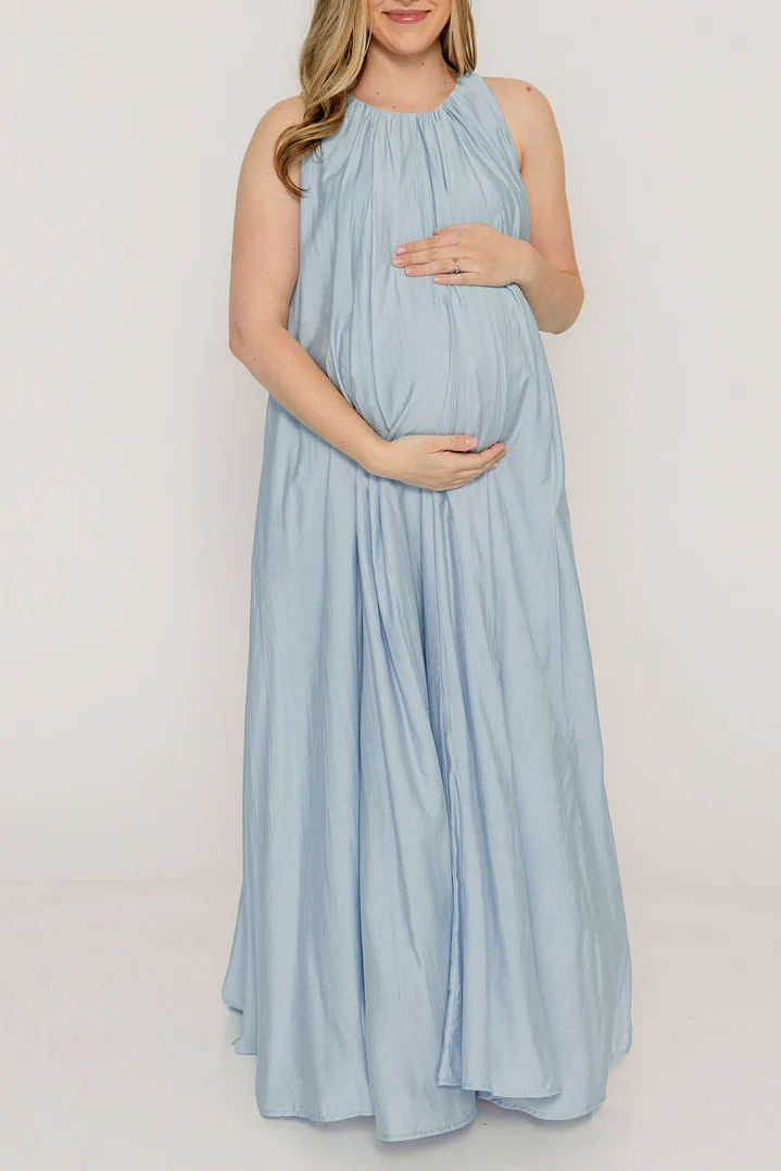 Becca Maxi Dress in Baby Blue - Bump Friendly - Image 7