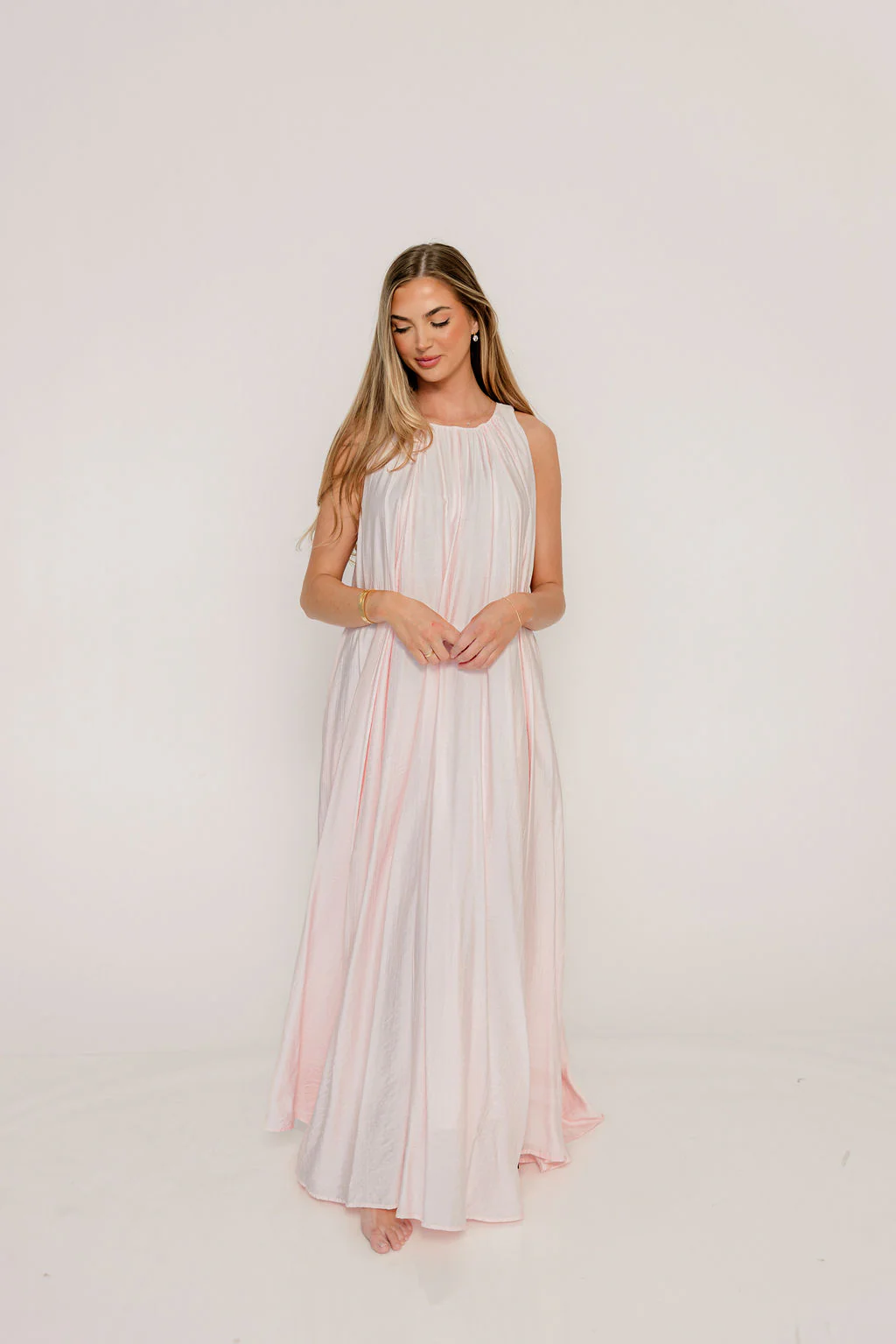 Becca Maxi Dress in Pale Pink - Bump Friendly - Image 3