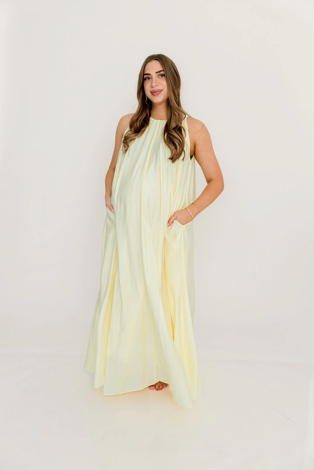 Becca Maxi Dress in Pale Yellow - Bump Friendly - Image 18