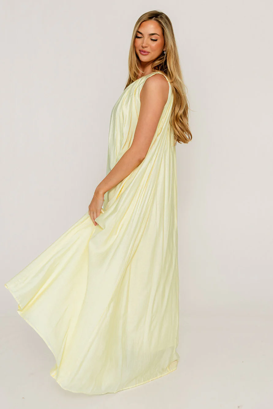 Becca Maxi Dress in Pale Yellow - Bump Friendly - Image 3