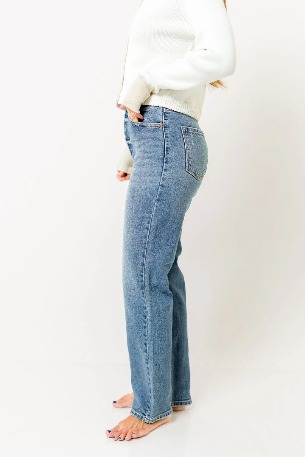 Brady Super High Rise Dad Jean in Medium Denim - Image 3