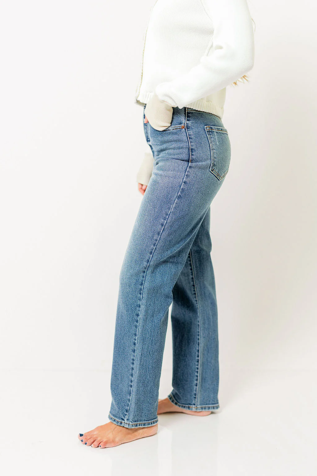 Brady Super High Rise Dad Jean in Medium Denim - Image 4