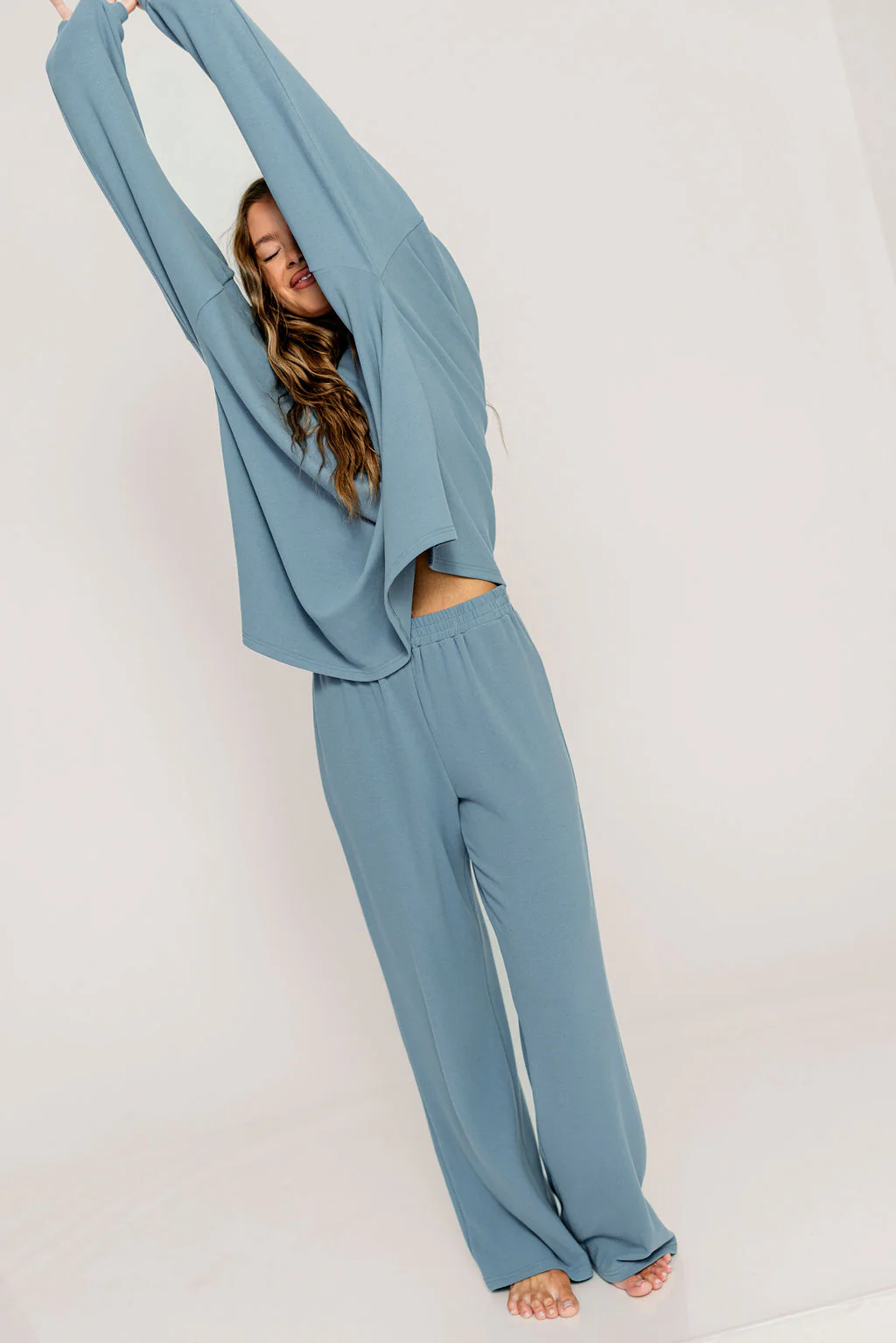 Campbell Fleece Lounge Pants in Slate Blue
