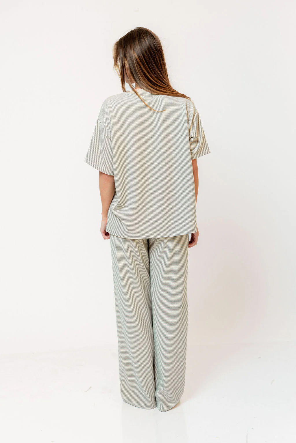Campbell Striped Fleece Lounge Pants in Cream/Green - Image 5