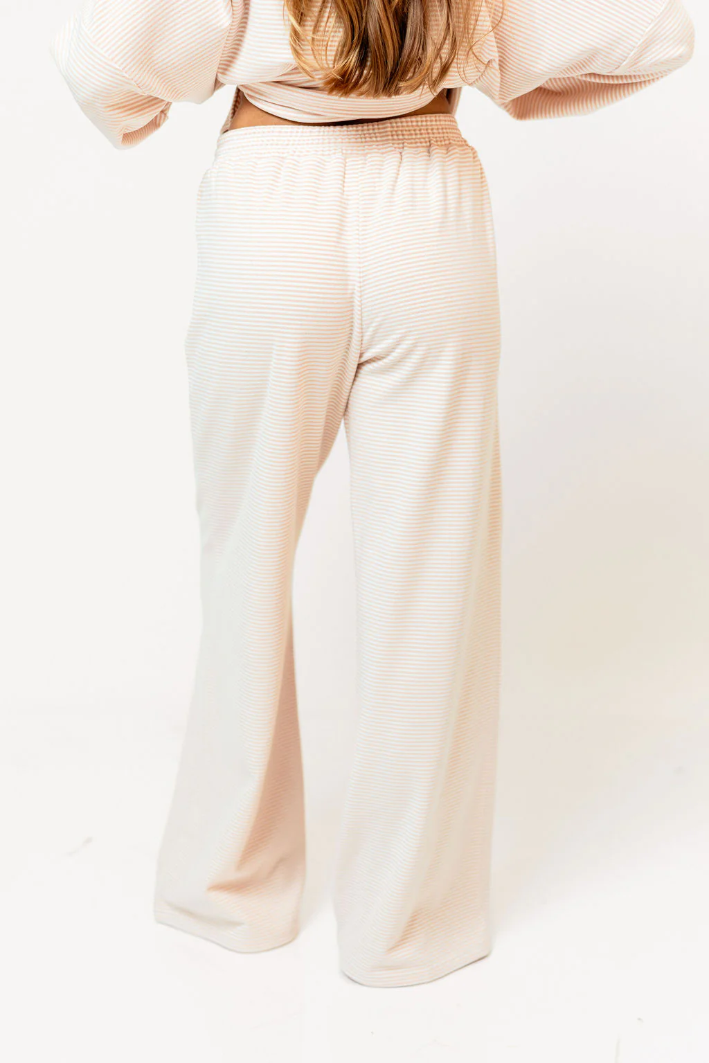 Campbell Striped Fleece Lounge Pants in Blush - Image 4