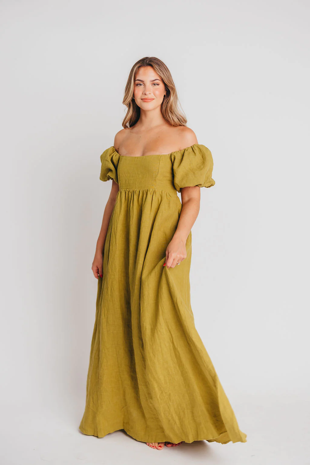 Candace Maxi Dress in Olive - 100% Linen - Bump Friendly - Image 10