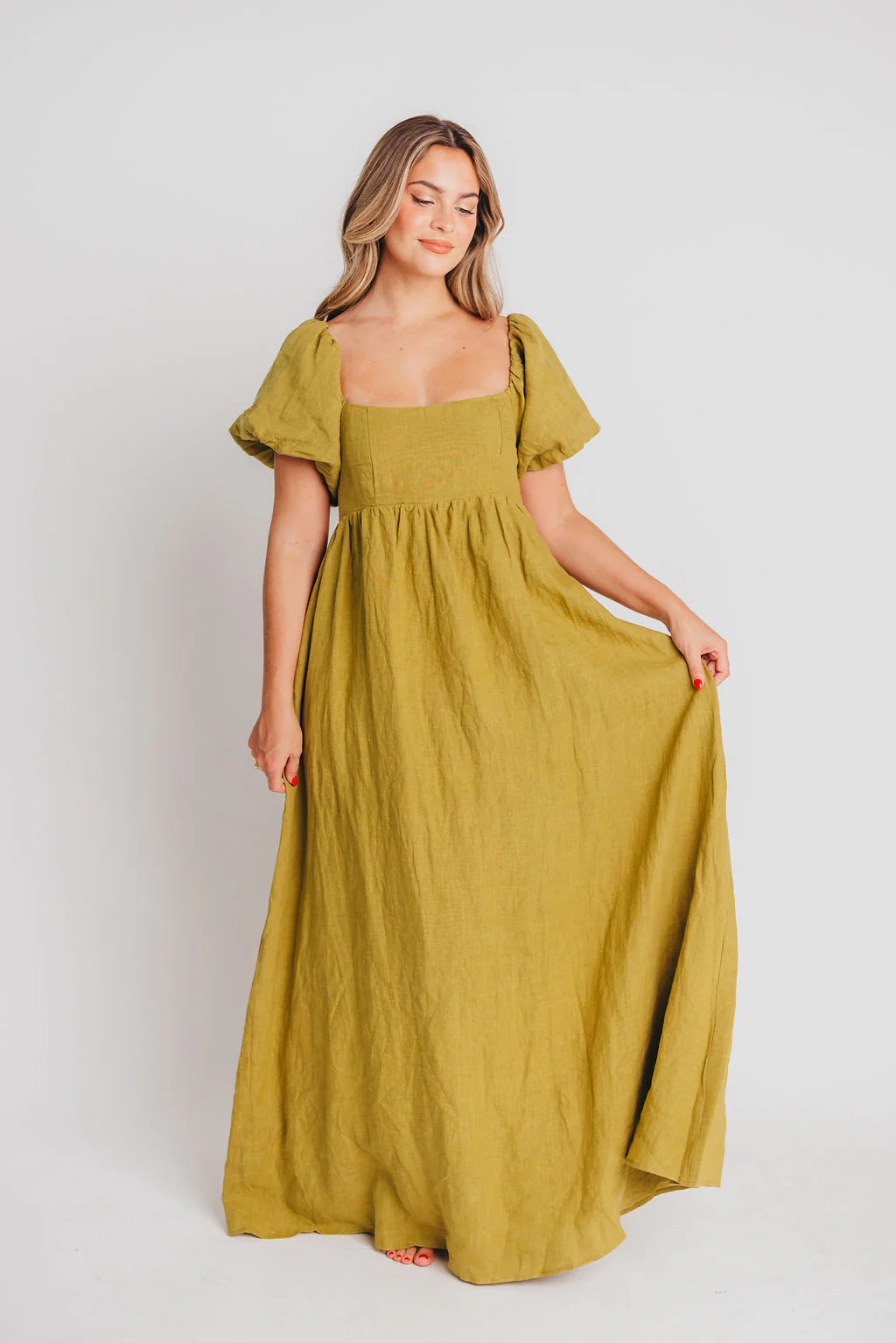 Candace Maxi Dress in Olive - 100% Linen - Bump Friendly - Image 11