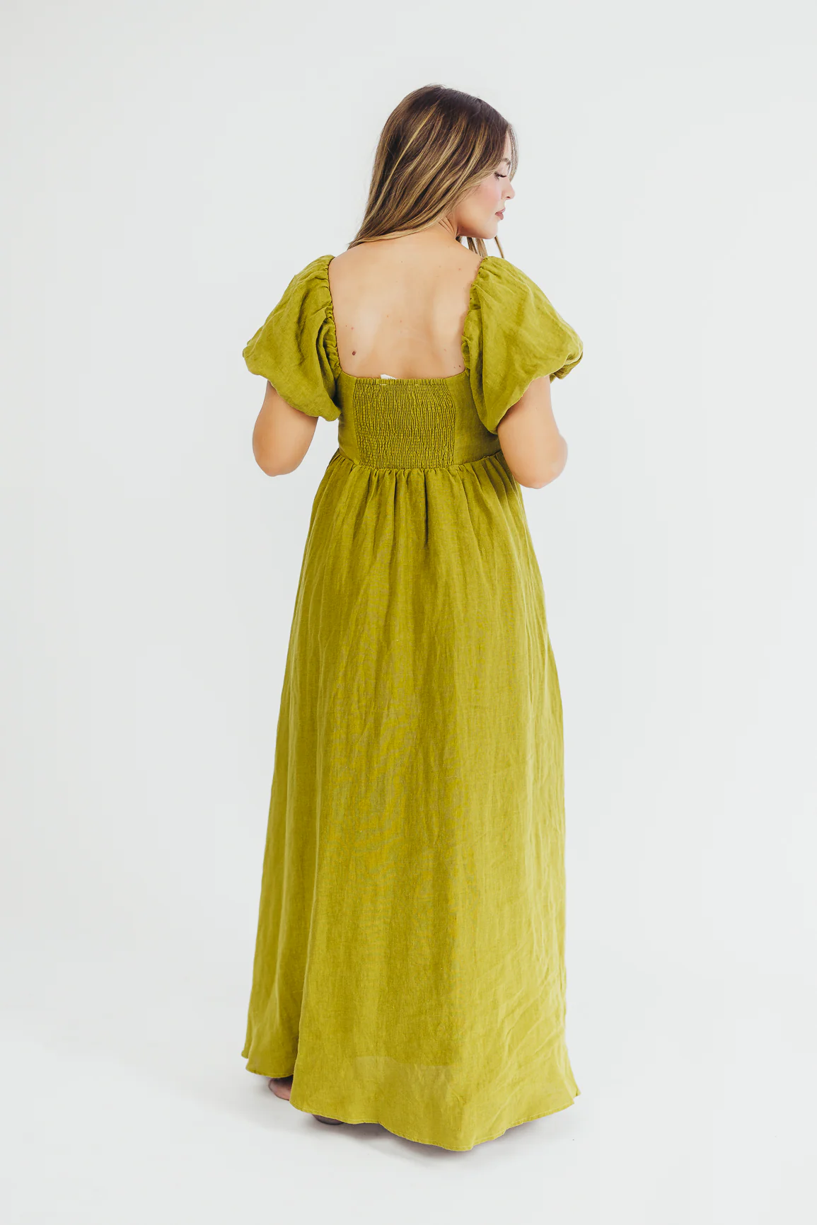 Candace Maxi Dress in Olive - 100% Linen - Bump Friendly - Image 14