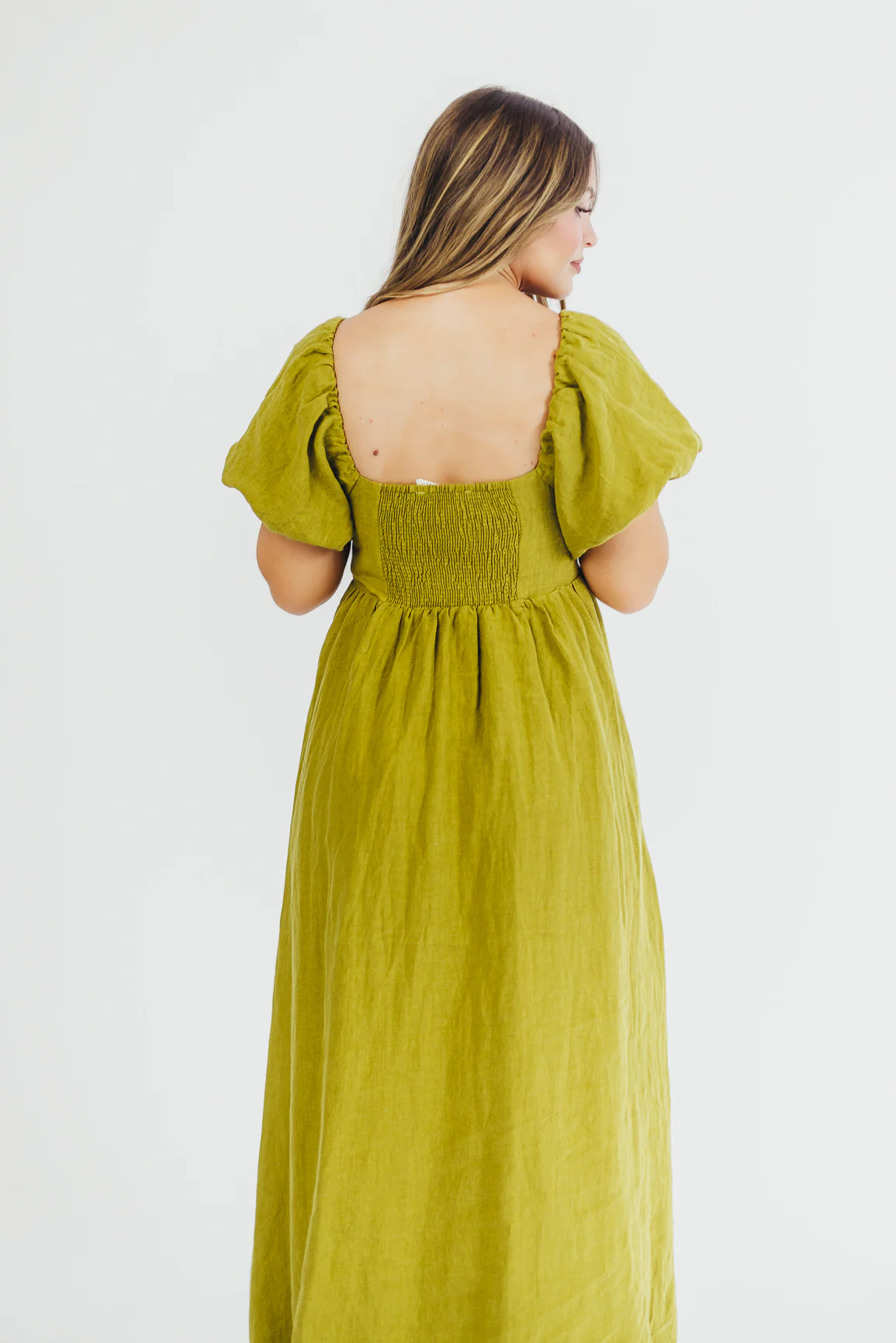 Candace Maxi Dress in Olive - 100% Linen - Bump Friendly - Image 15