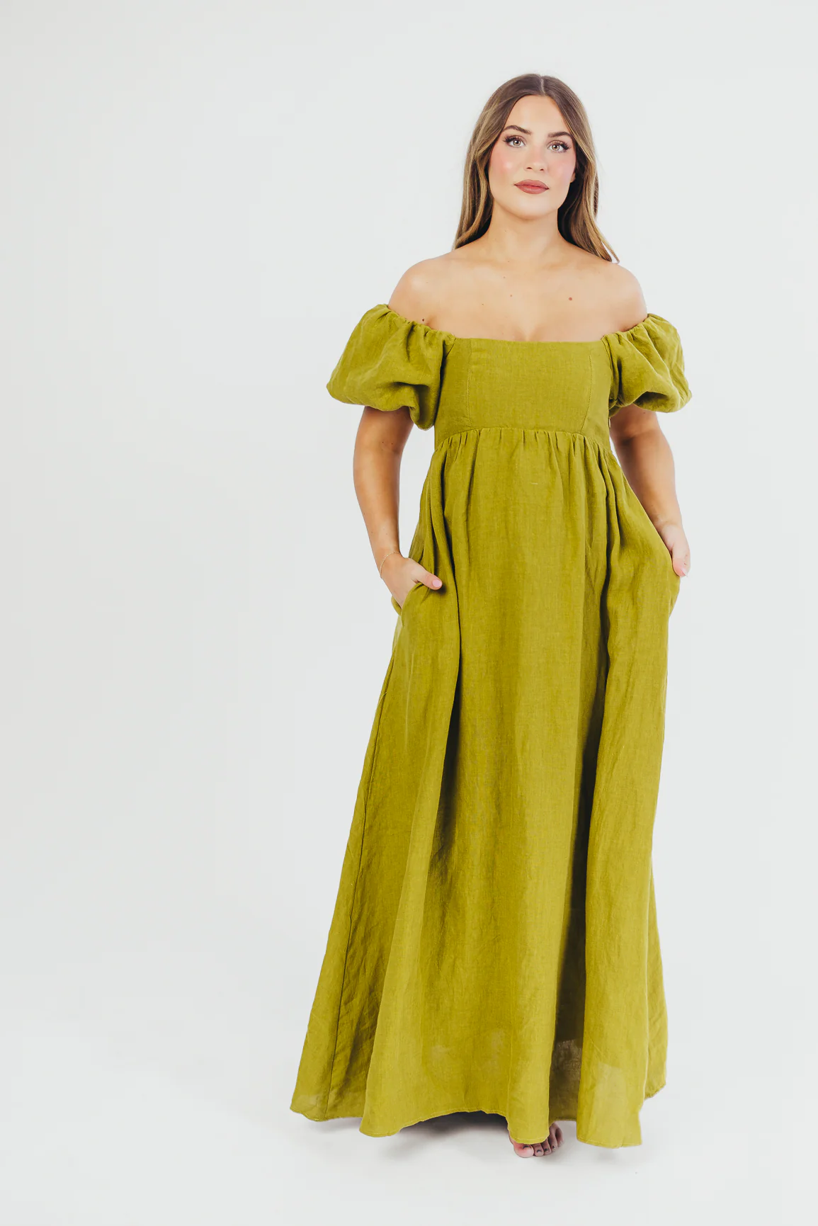 Candace Maxi Dress in Olive - 100% Linen - Bump Friendly - Image 17