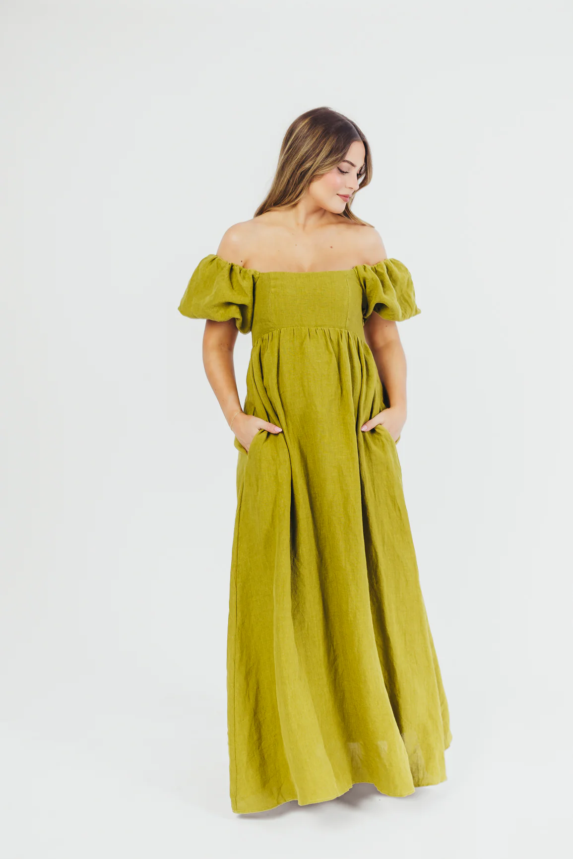 Candace Maxi Dress in Olive - 100% Linen - Bump Friendly - Image 18