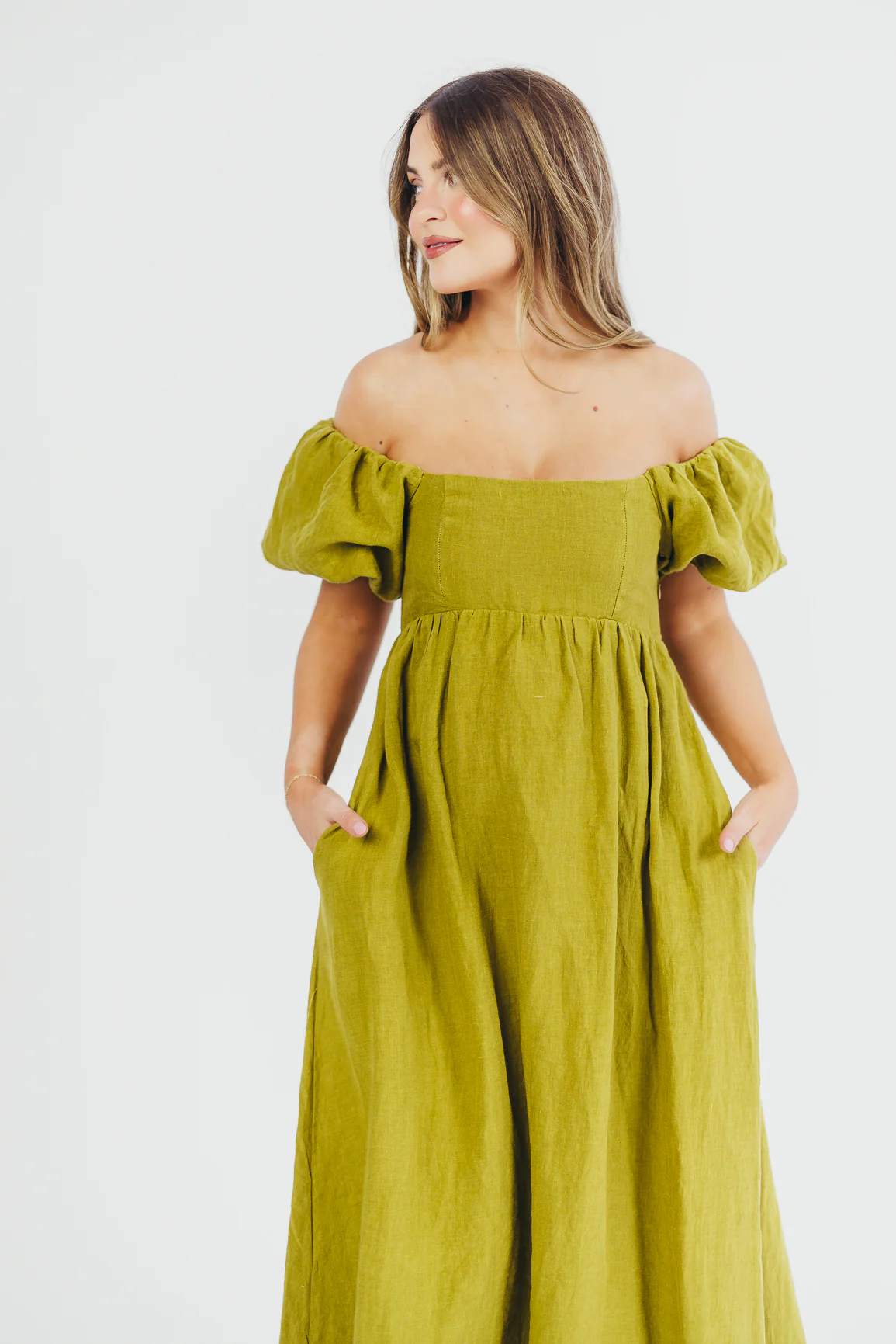 Candace Maxi Dress in Olive - 100% Linen - Bump Friendly - Image 20