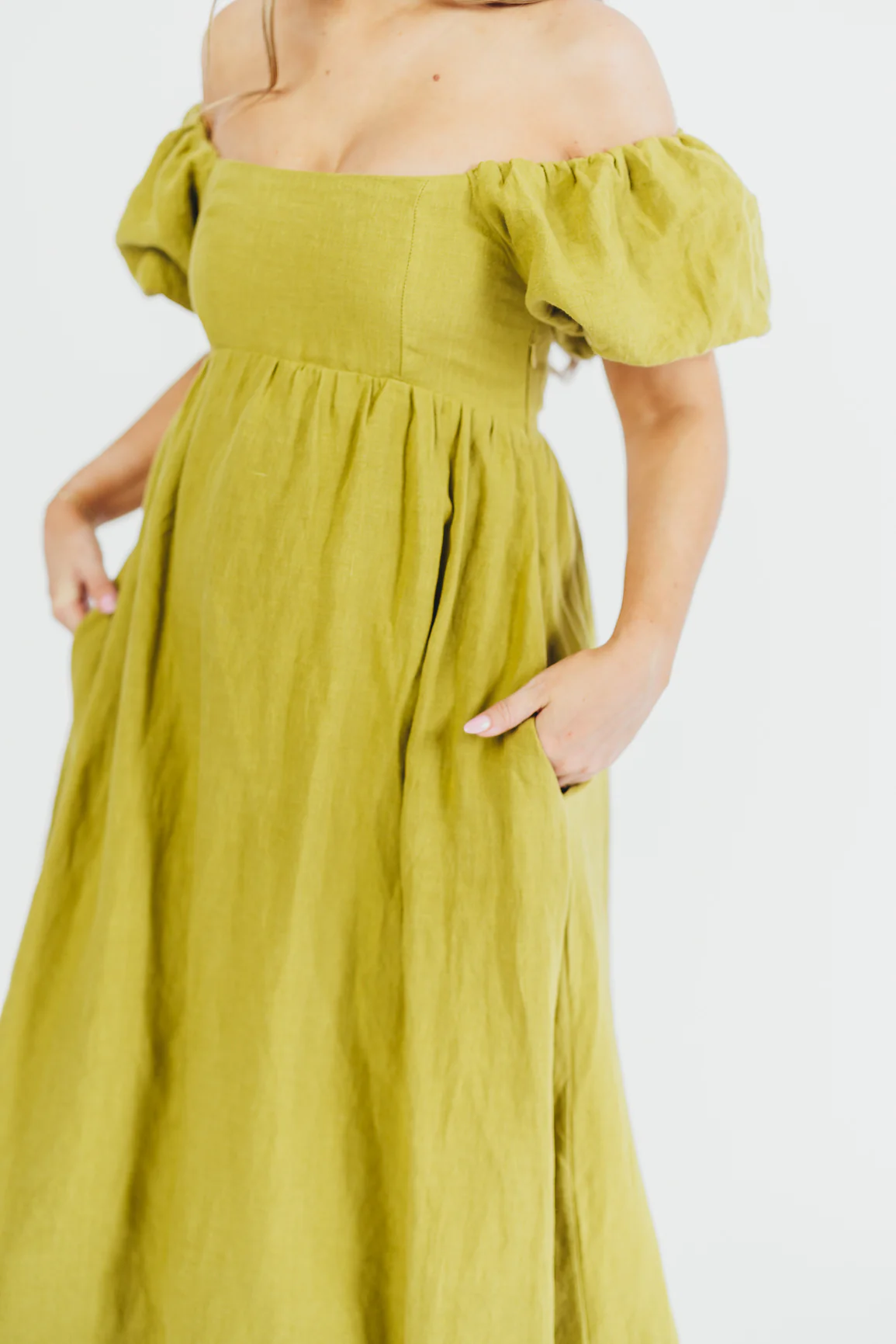 Candace Maxi Dress in Olive - 100% Linen - Bump Friendly - Image 21