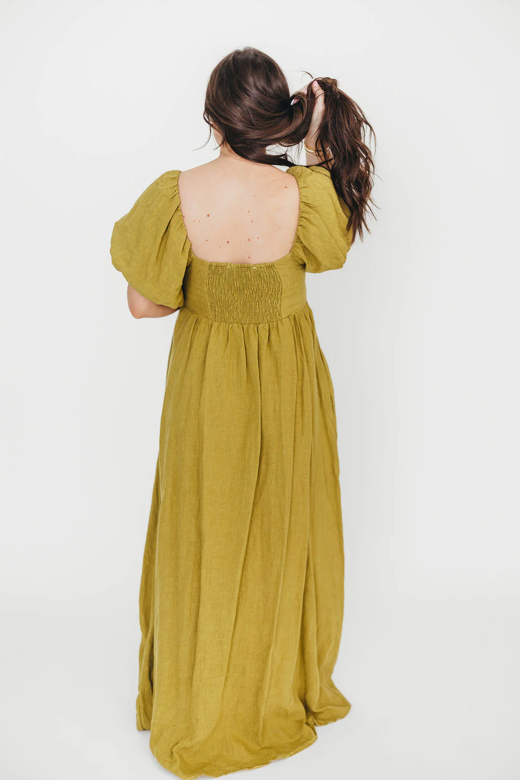 Candace Maxi Dress in Olive - 100% Linen - Bump Friendly - Image 23