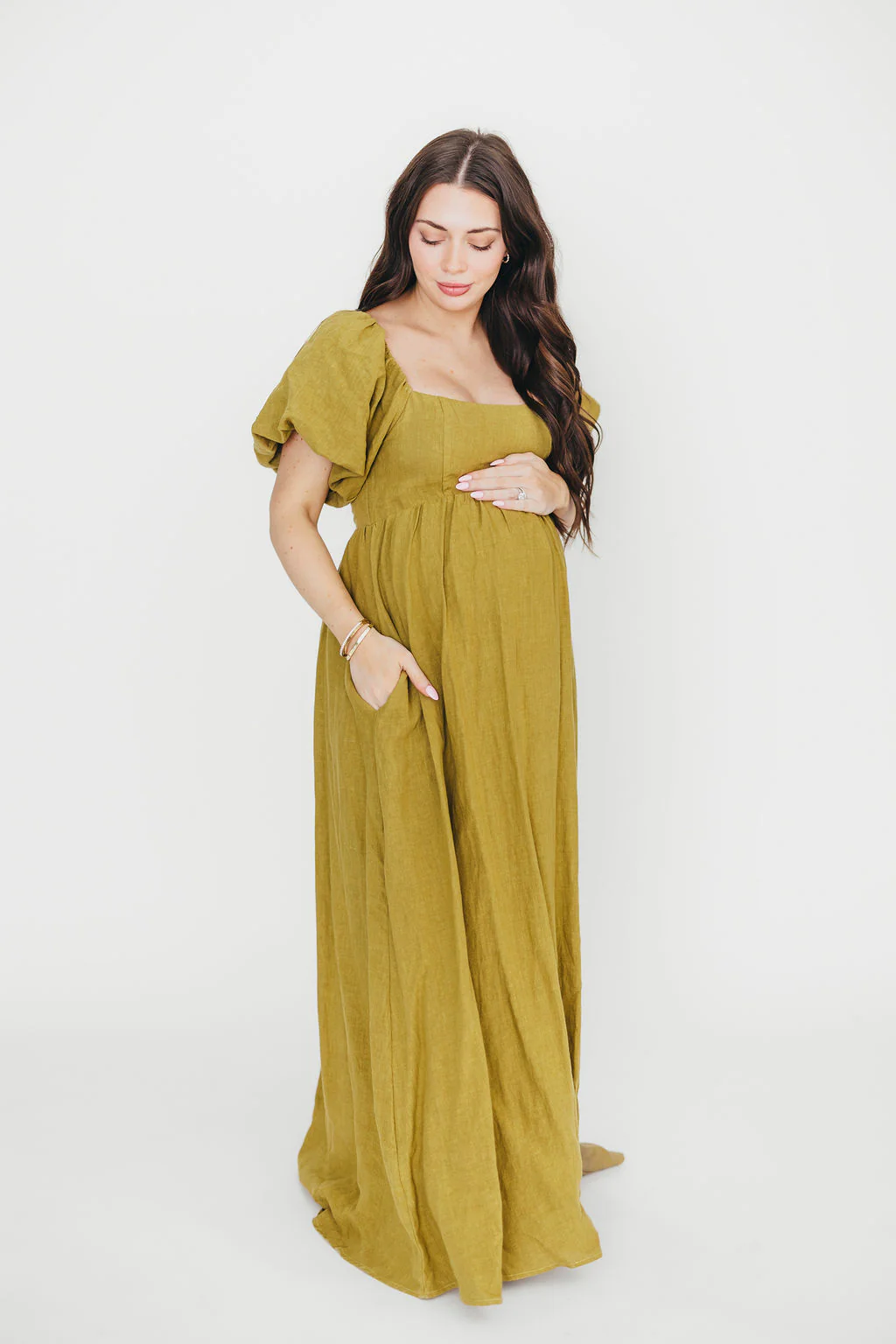 Candace Maxi Dress in Olive - 100% Linen - Bump Friendly - Image 24