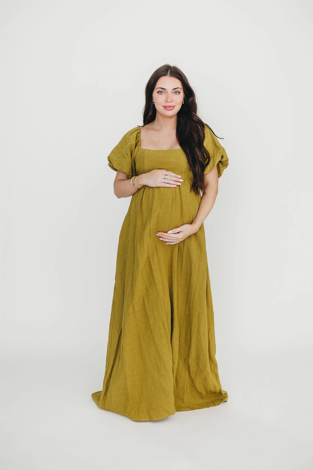Candace Maxi Dress in Olive - 100% Linen - Bump Friendly - Image 3