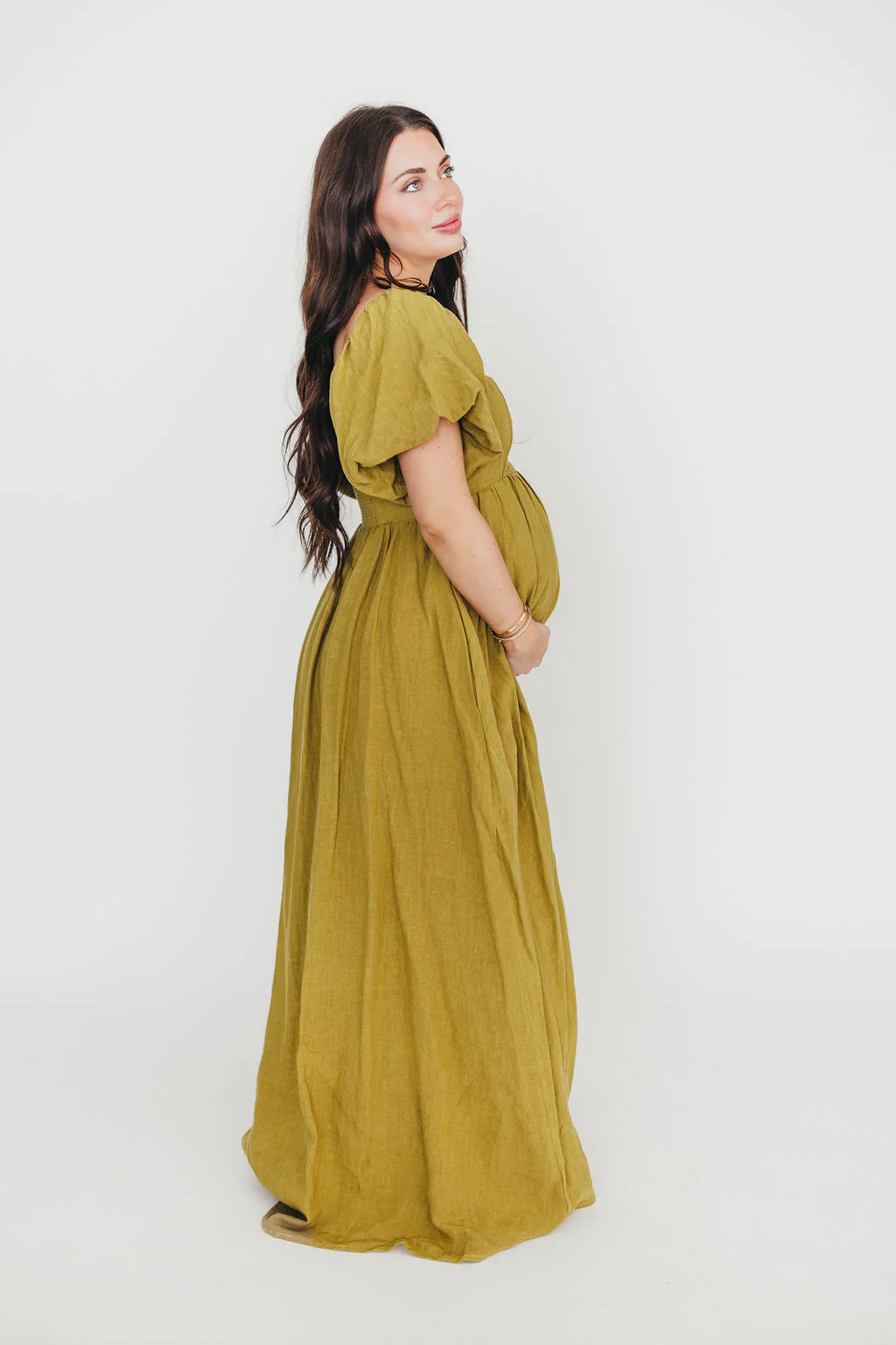 Candace Maxi Dress in Olive - 100% Linen - Bump Friendly - Image 4