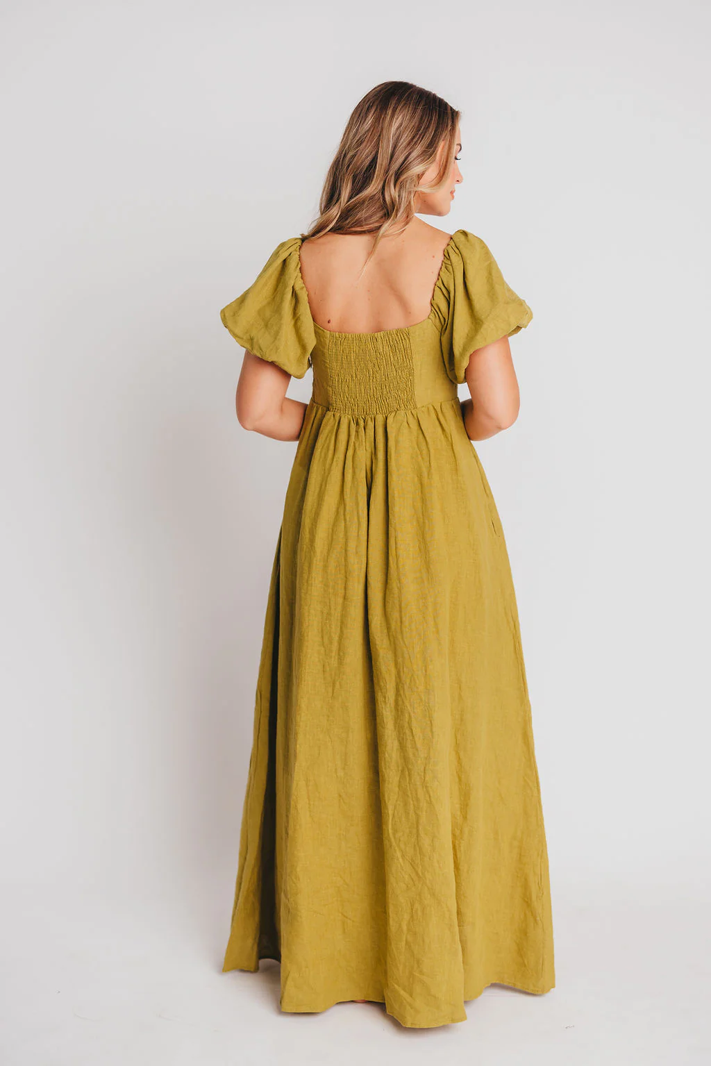 Candace Maxi Dress in Olive - 100% Linen - Bump Friendly - Image 6