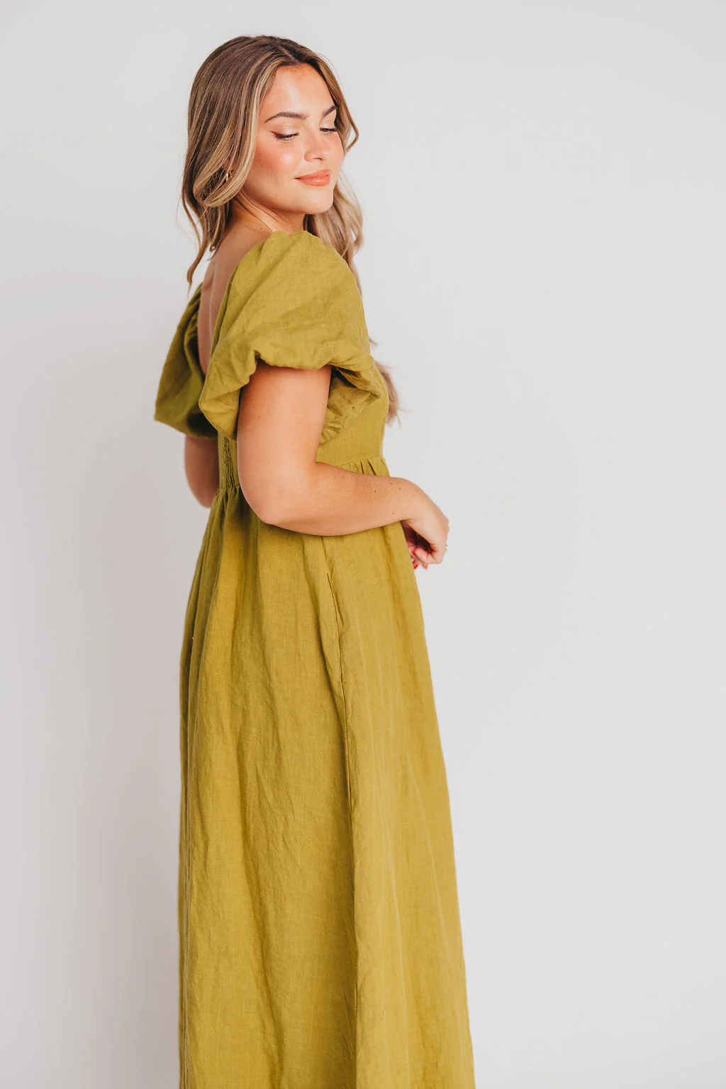 Candace Maxi Dress in Olive - 100% Linen - Bump Friendly - Image 8