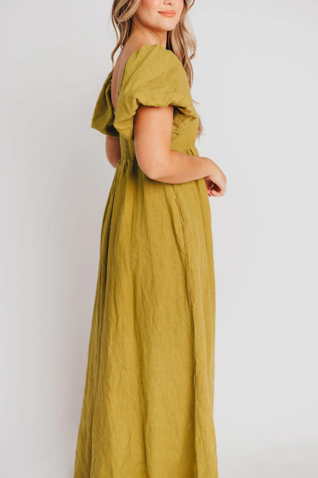 Candace Maxi Dress in Olive - 100% Linen - Bump Friendly - Image 9