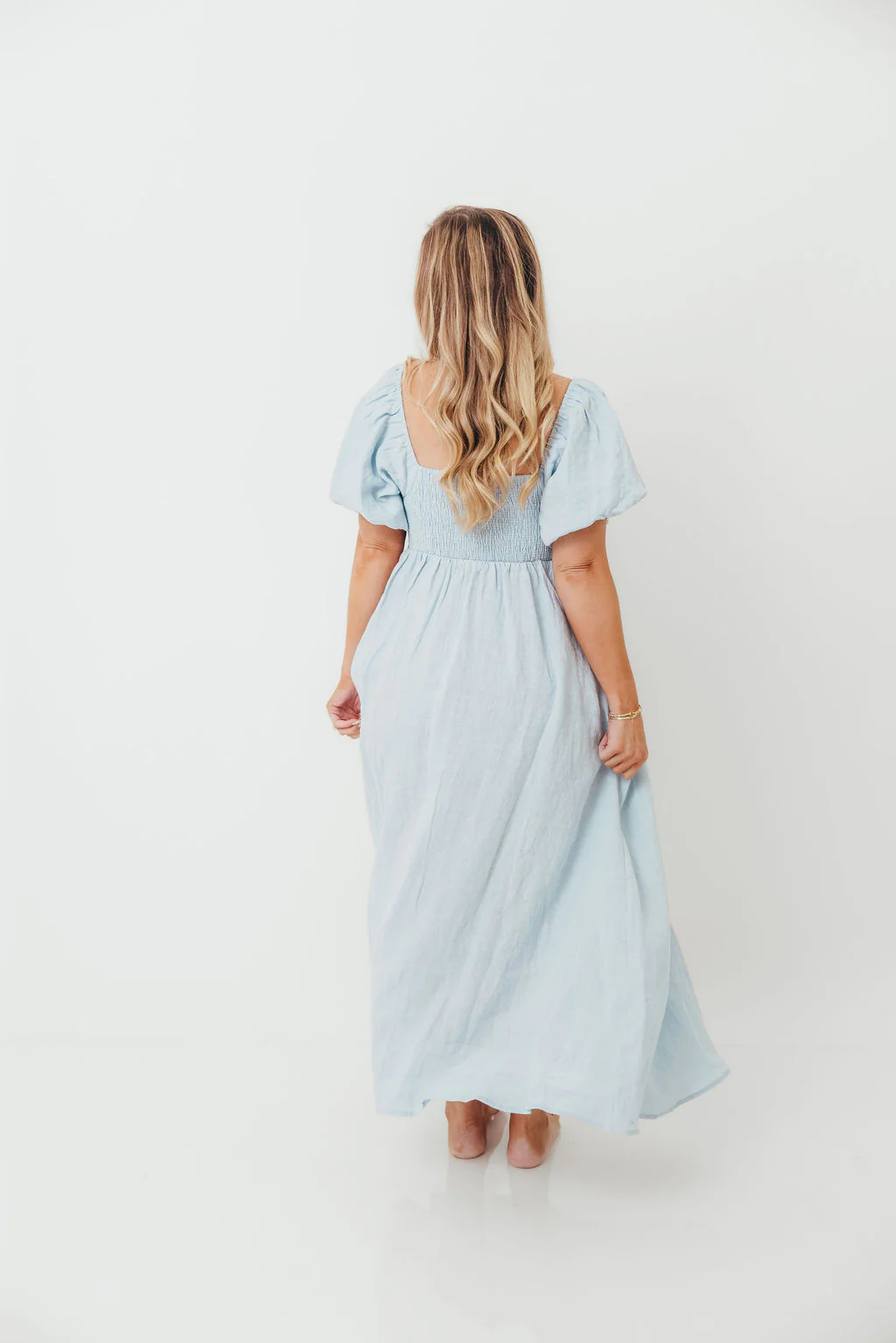 Candace Linen Maxi Dress in Light Blue - Bump Friendly - Image 48