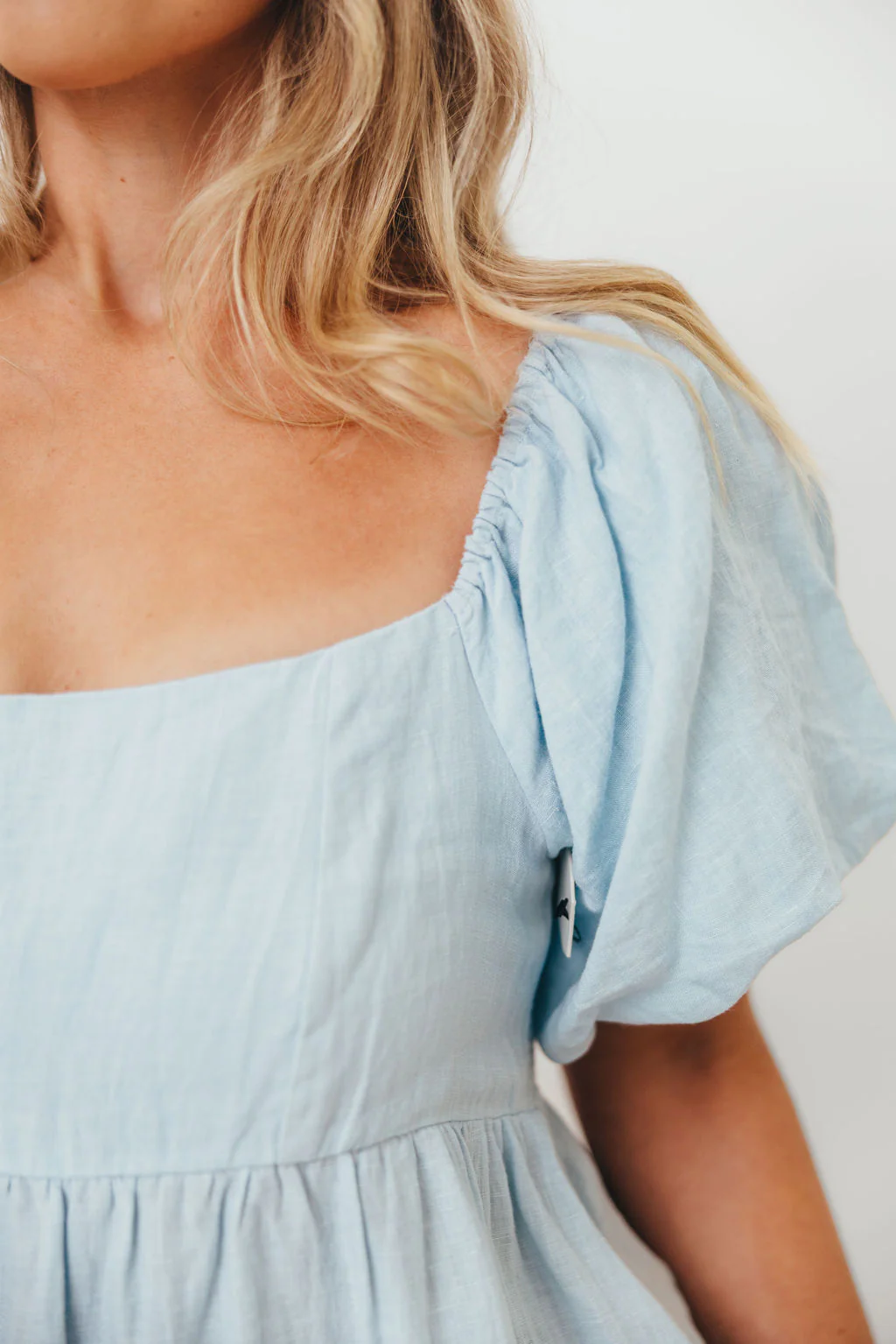 Candace Linen Maxi Dress in Light Blue - Bump Friendly - Image 56