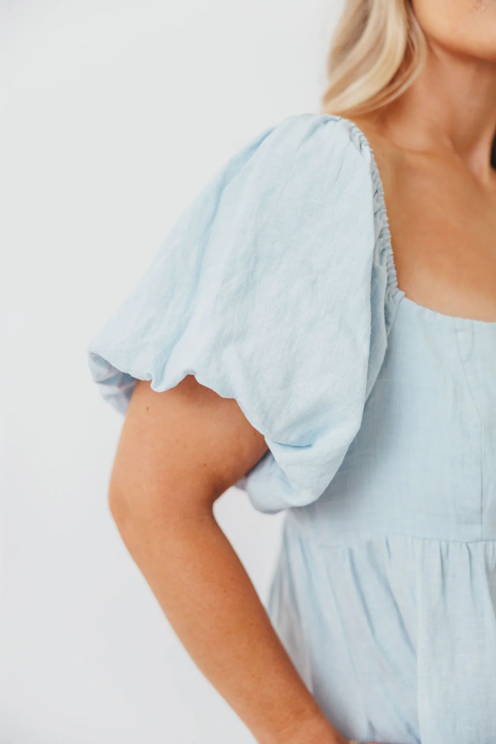 Candace Linen Maxi Dress in Light Blue - Bump Friendly - Image 59