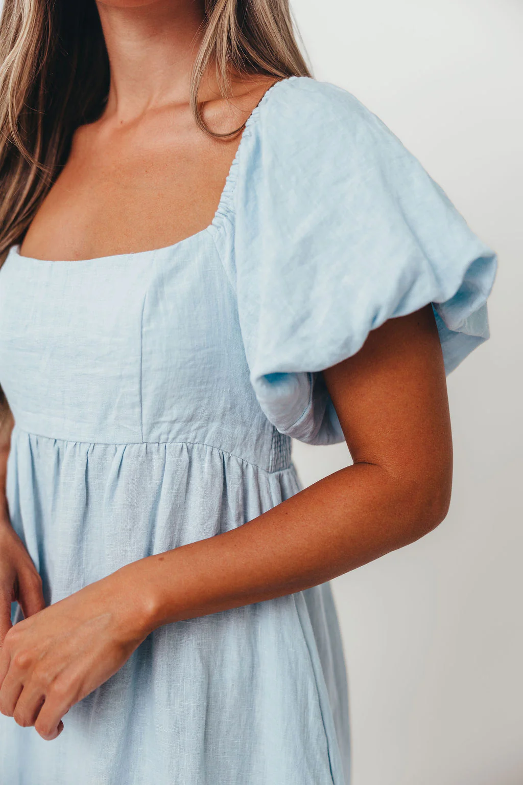 Candace Linen Maxi Dress in Light Blue - Bump Friendly - Image 60