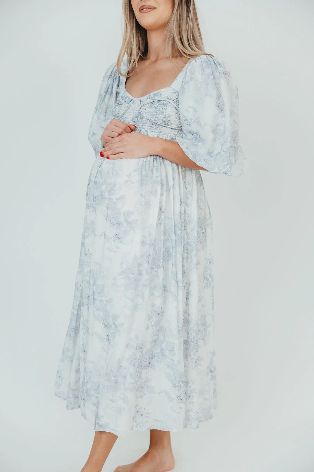 Harlow Maxi Dress in Light Blue Floral - Bump Friendly and Size Inclusive - Image 3