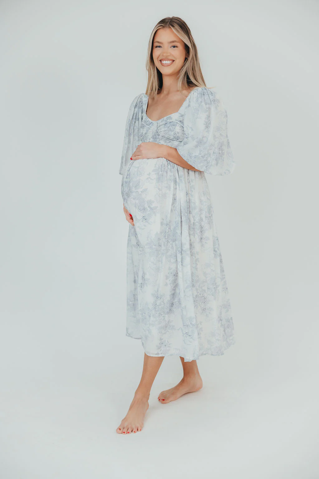 Harlow Maxi Dress in Light Blue Floral - Bump Friendly and Size Inclusive - Image 34