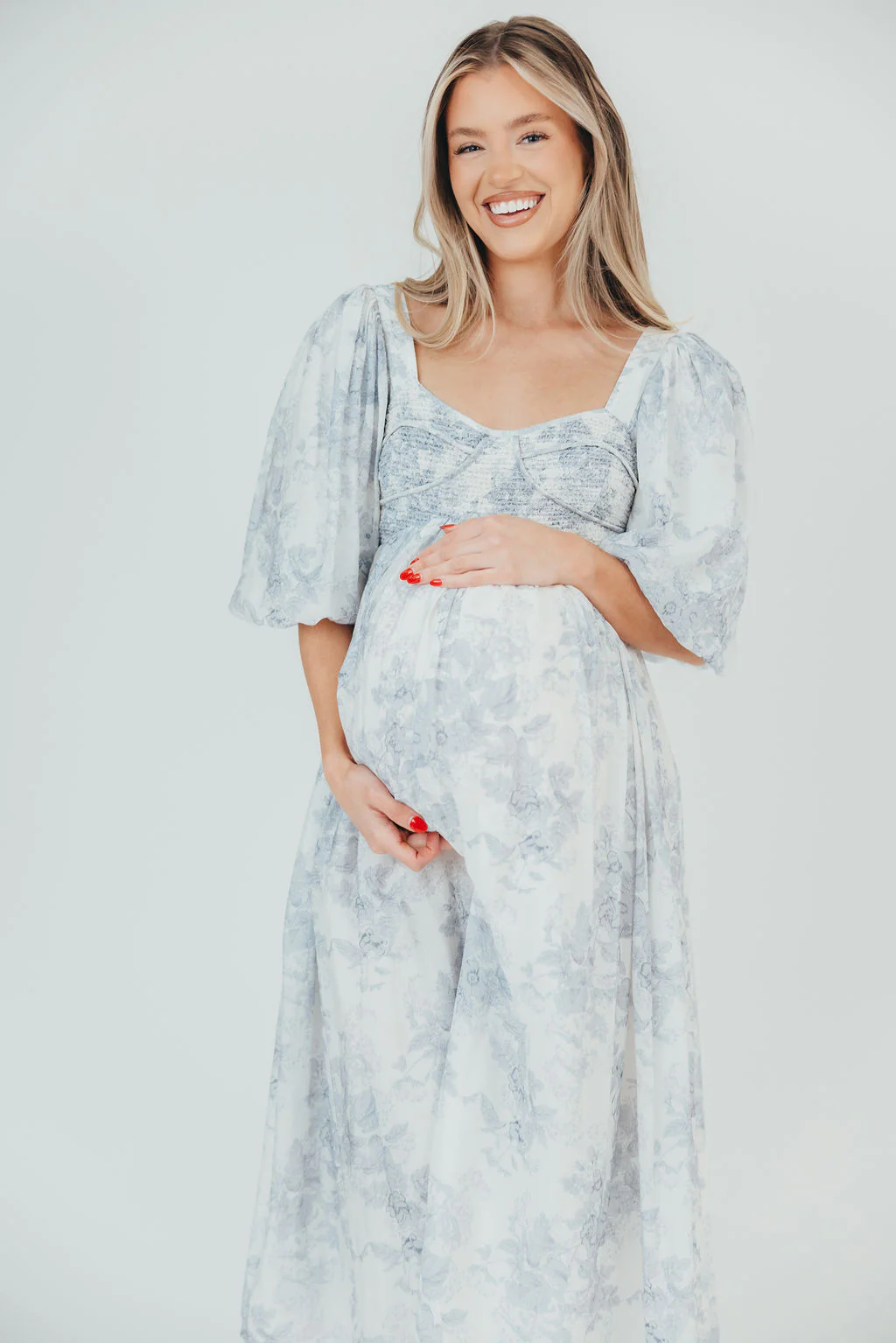 Harlow Maxi Dress in Light Blue Floral - Bump Friendly and Size Inclusive - Image 35
