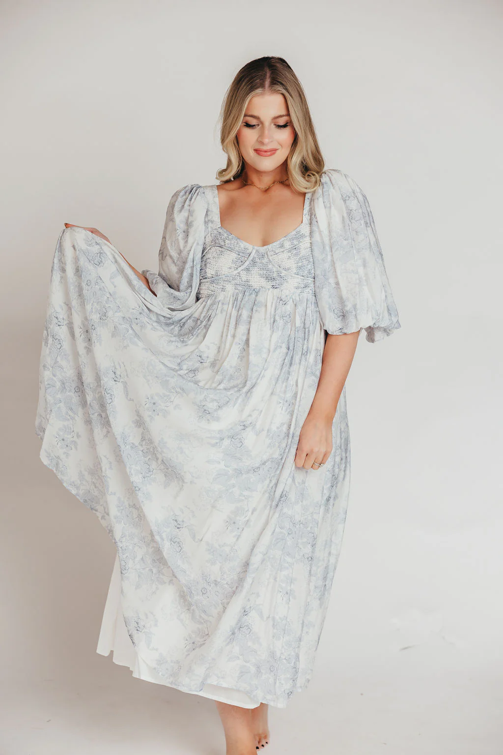 Harlow Maxi Dress in Light Blue Floral - Bump Friendly and Size Inclusive - Image 4