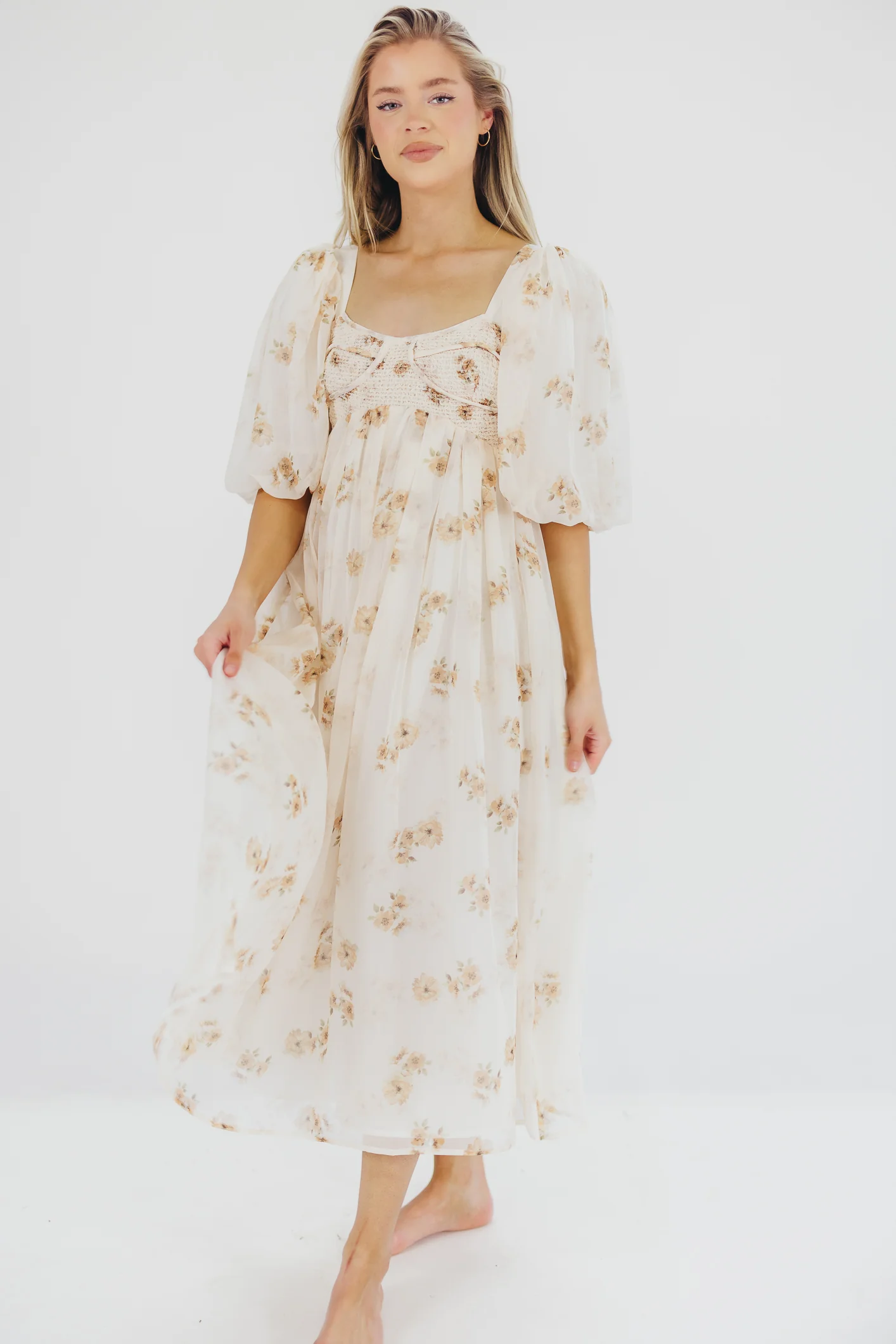 Harlow Maxi Dress in Taupe Floral - Bump Friendly & Inclusive Sizing (S-3XL) - Image 17