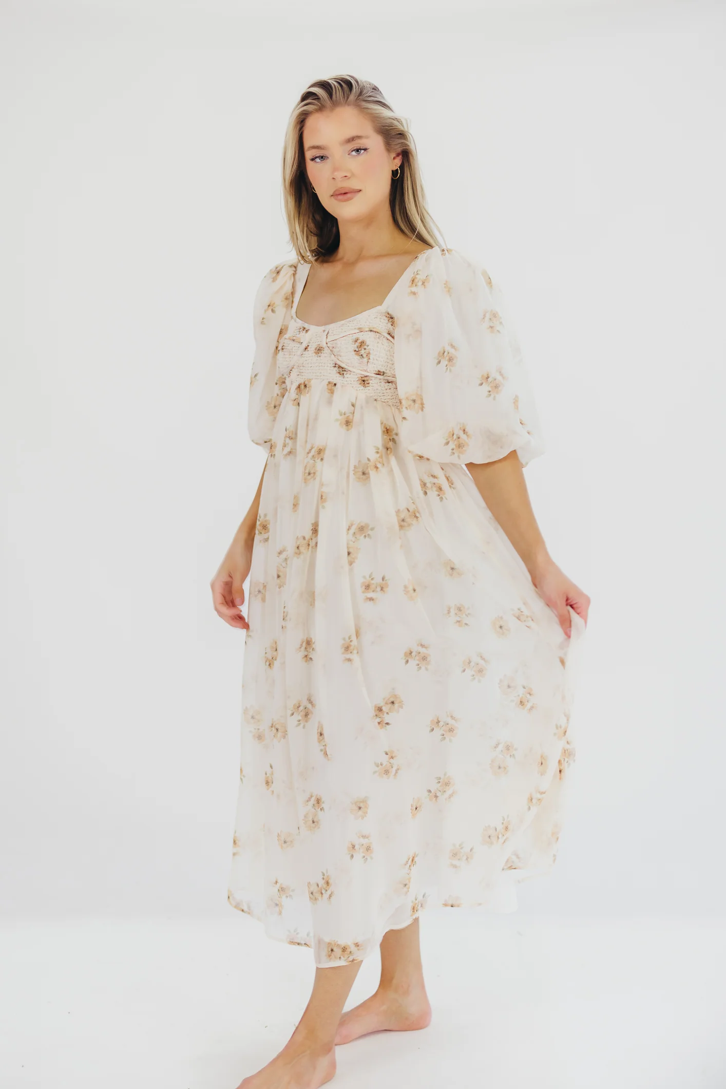 Harlow Maxi Dress in Taupe Floral - Bump Friendly & Inclusive Sizing (S-3XL) - Image 18