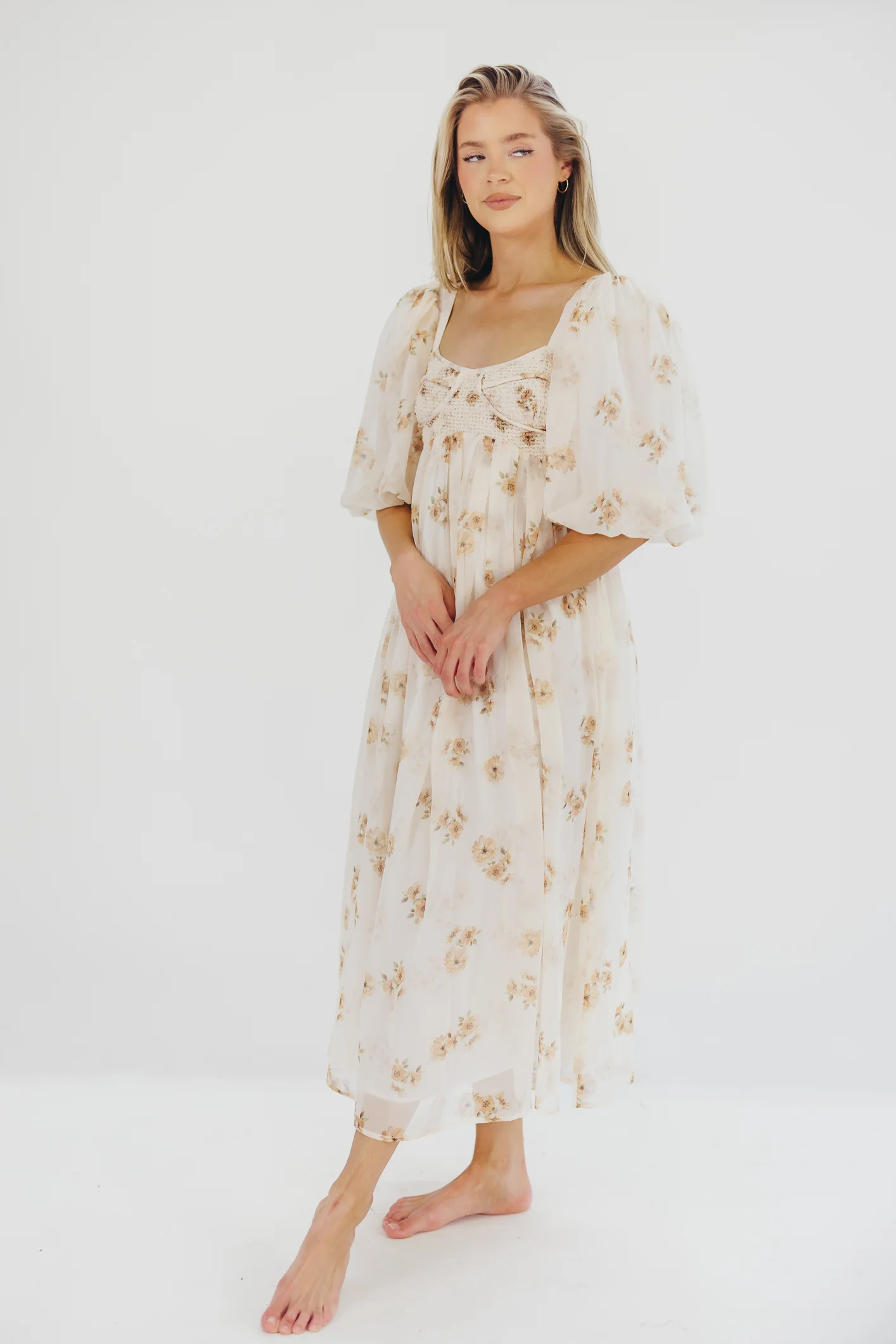 Harlow Maxi Dress in Taupe Floral - Bump Friendly & Inclusive Sizing (S-3XL) - Image 19