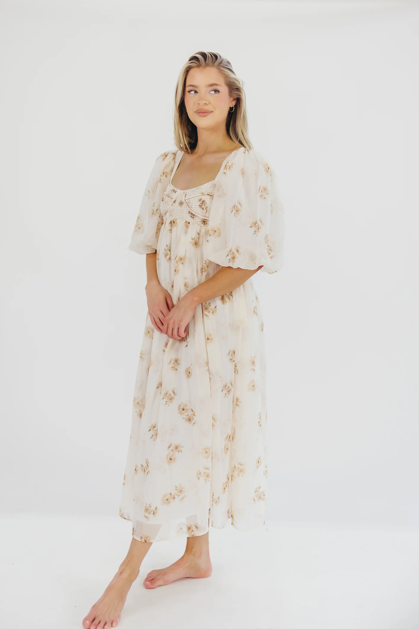 Harlow Maxi Dress in Taupe Floral - Bump Friendly & Inclusive Sizing (S-3XL) - Image 21