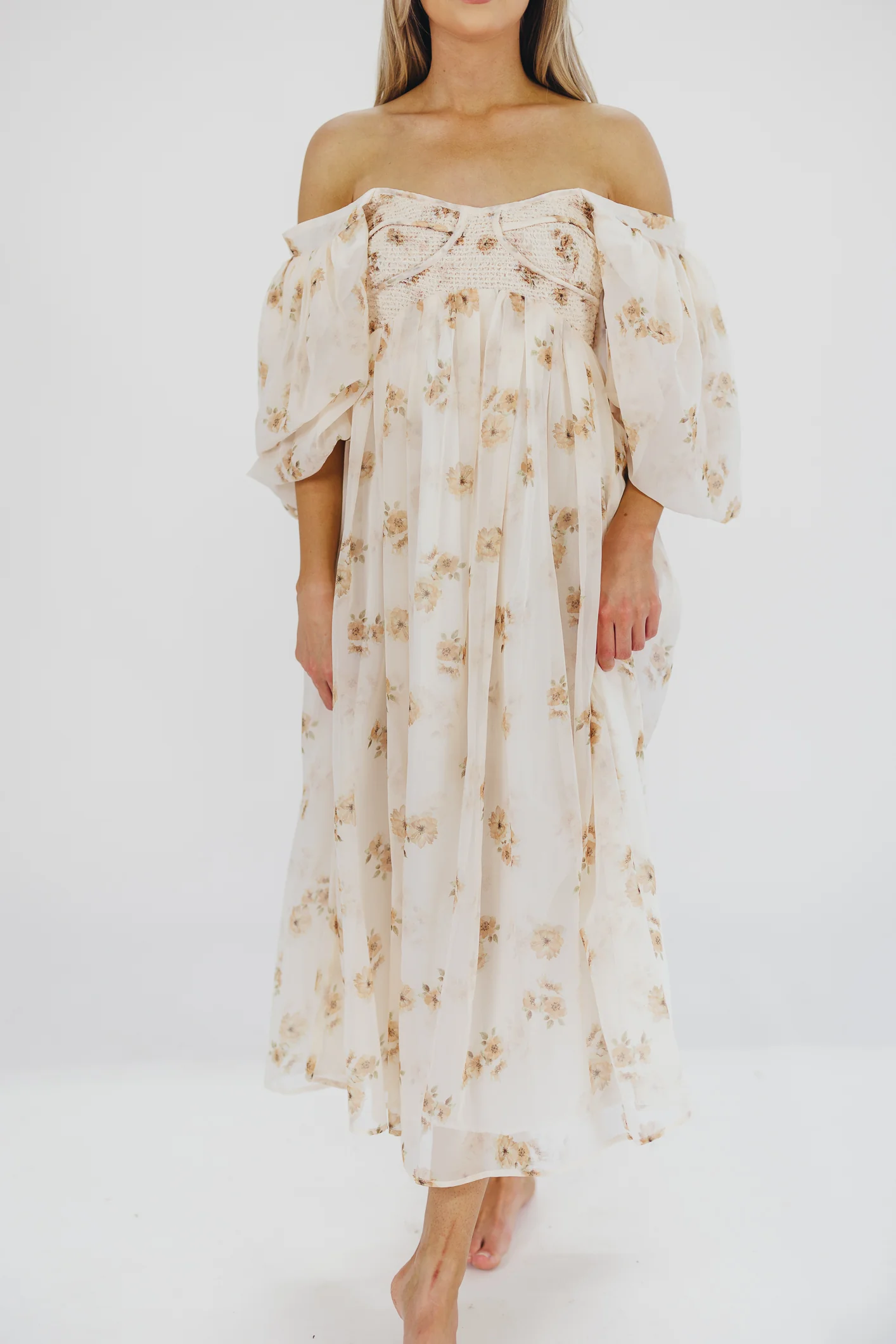 Harlow Maxi Dress in Taupe Floral - Bump Friendly & Inclusive Sizing (S-3XL) - Image 28