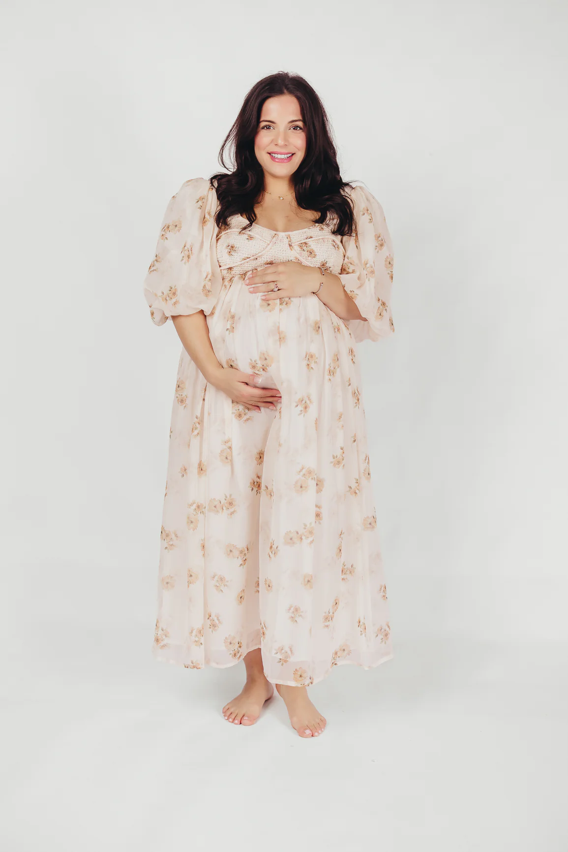 Harlow Maxi Dress in Taupe Floral - Bump Friendly & Inclusive Sizing (S-3XL) - Image 38
