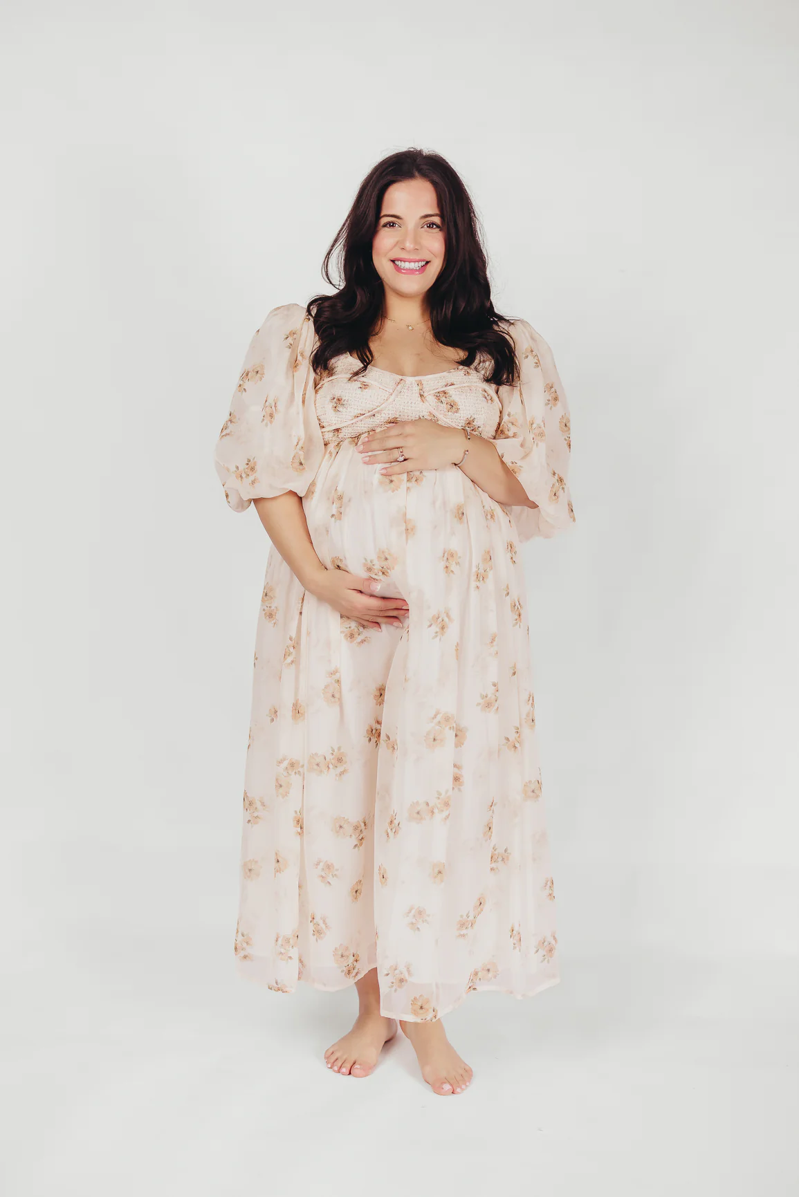 Harlow Maxi Dress in Taupe Floral - Bump Friendly & Inclusive Sizing (S-3XL) - Image 39