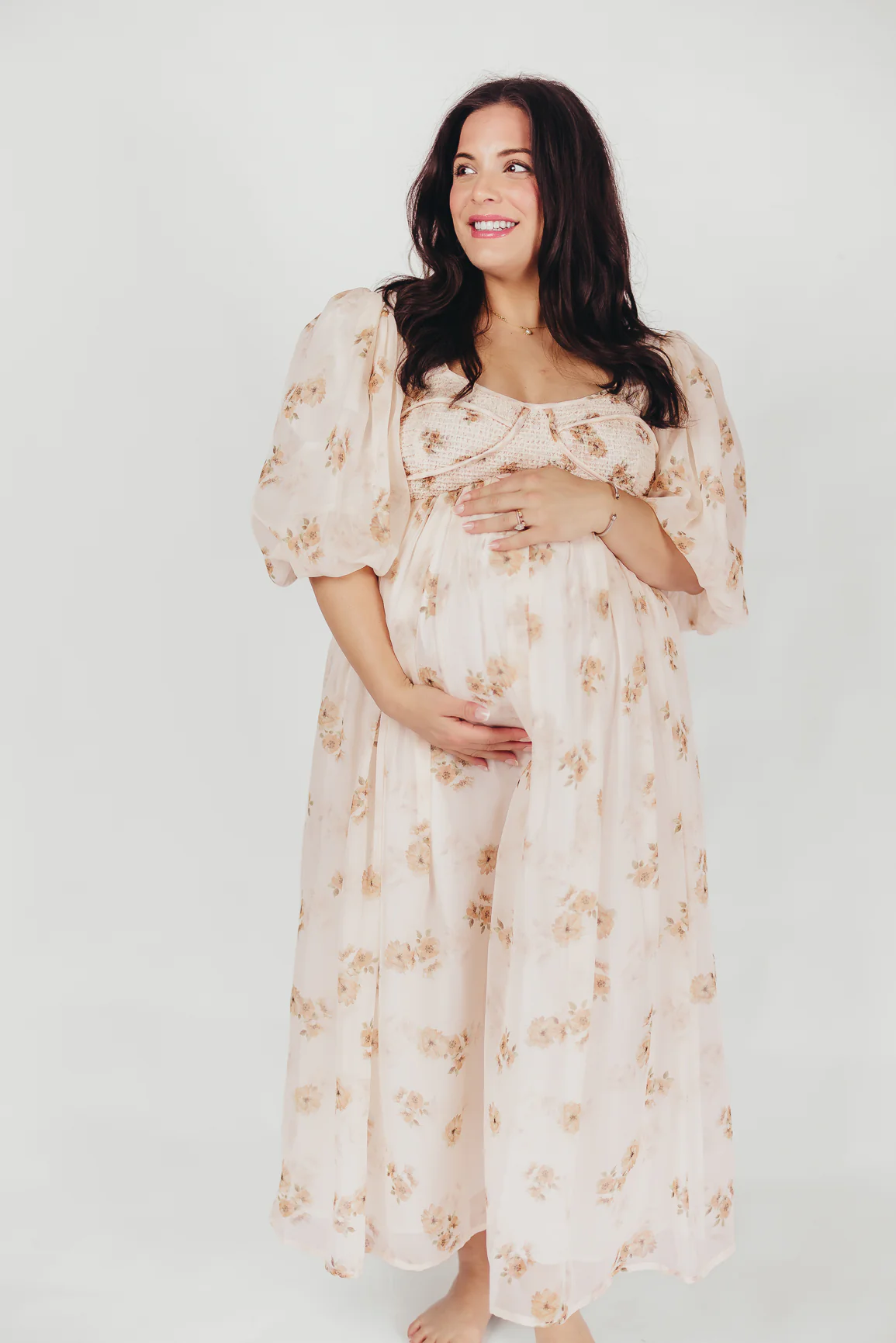 Harlow Maxi Dress in Taupe Floral - Bump Friendly & Inclusive Sizing (S-3XL) - Image 40