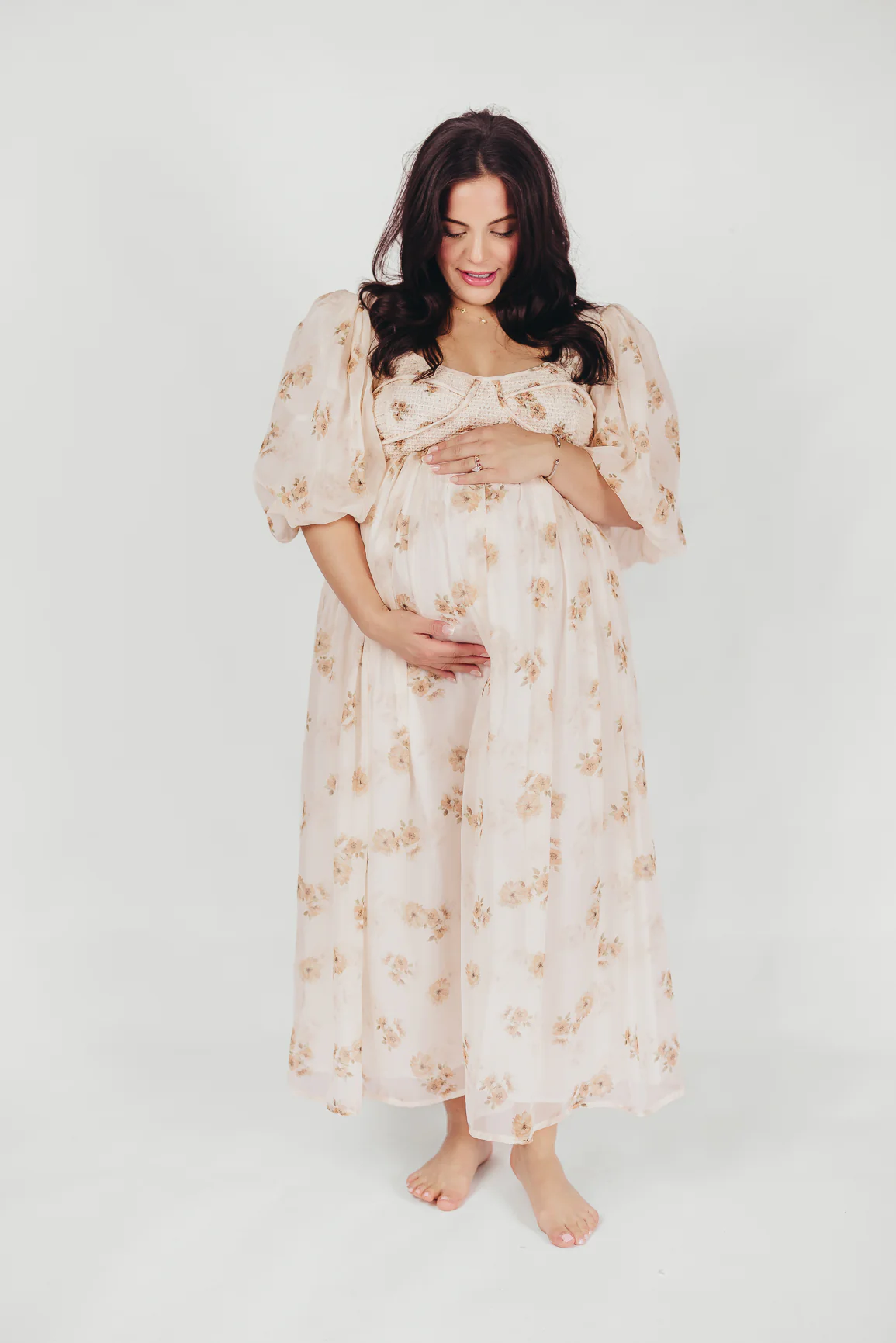 Harlow Maxi Dress in Taupe Floral - Bump Friendly & Inclusive Sizing (S-3XL) - Image 41